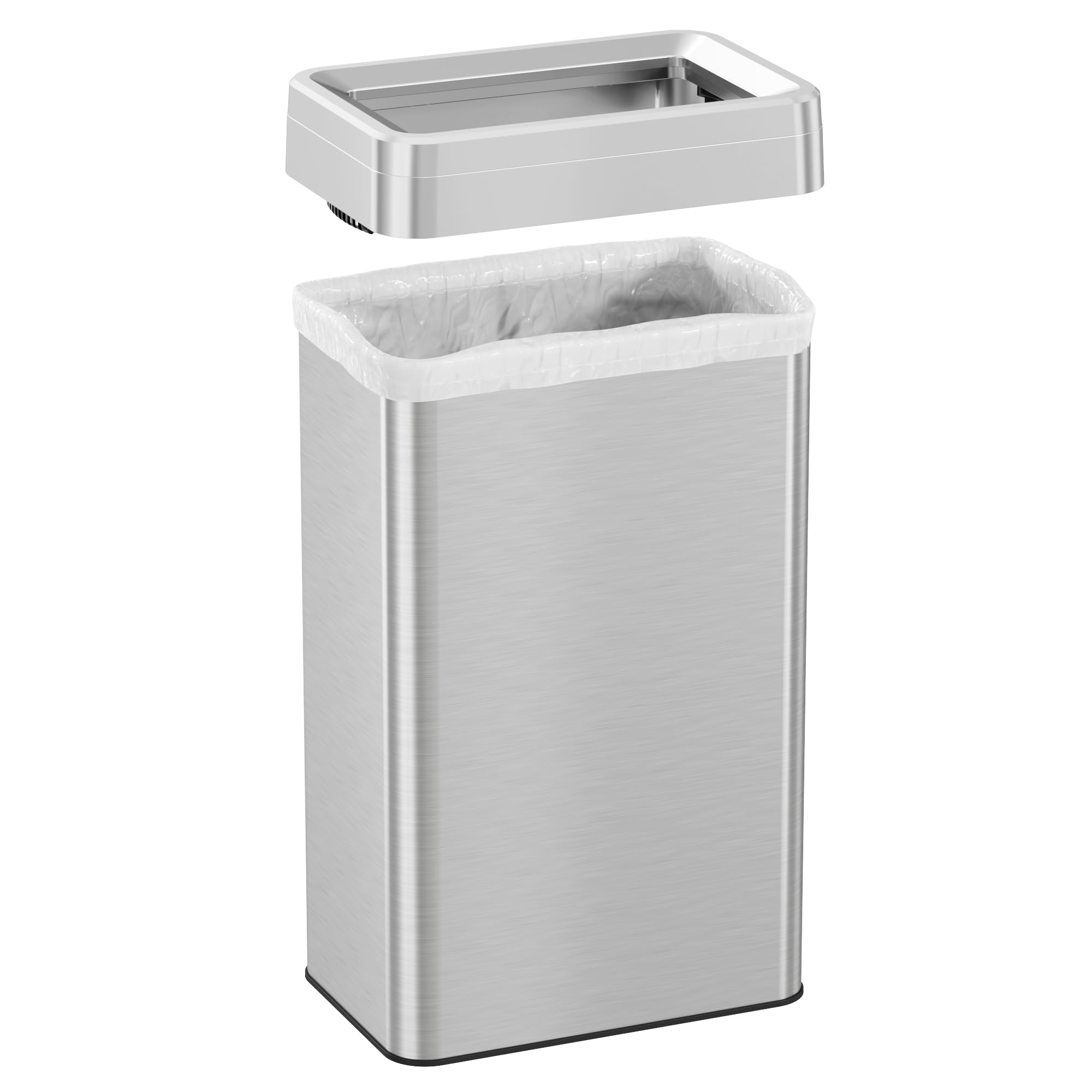 Itouchless 18 Gallon Rectangular Open Top Trash Can And Recycle Bin With Absorbx Odor Control System Ultra Space-Saving Large Ca