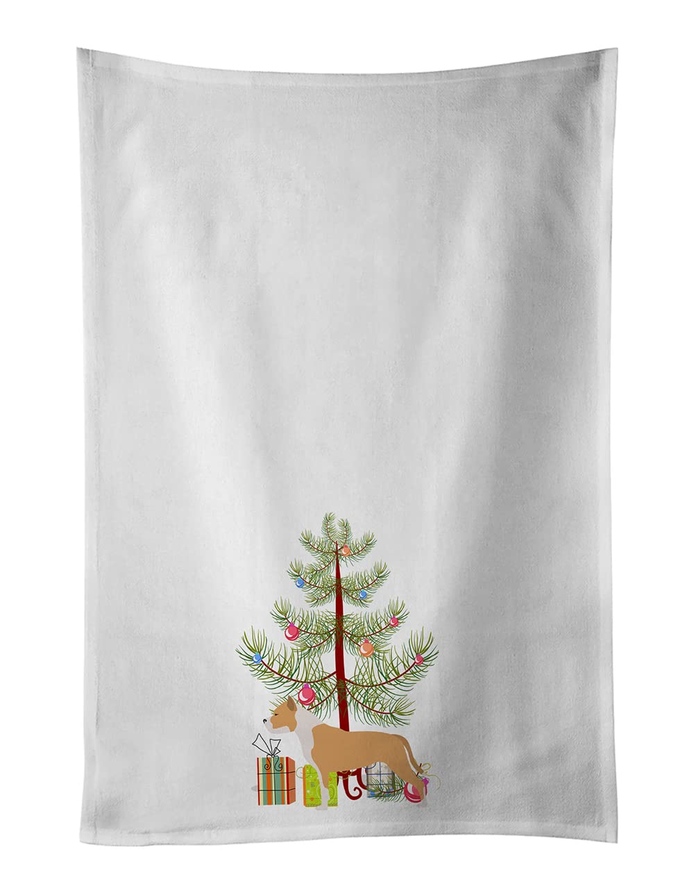 Staffordshire Bull Terrier Merry Christmas Tree White Kitchen Towel Set of 2