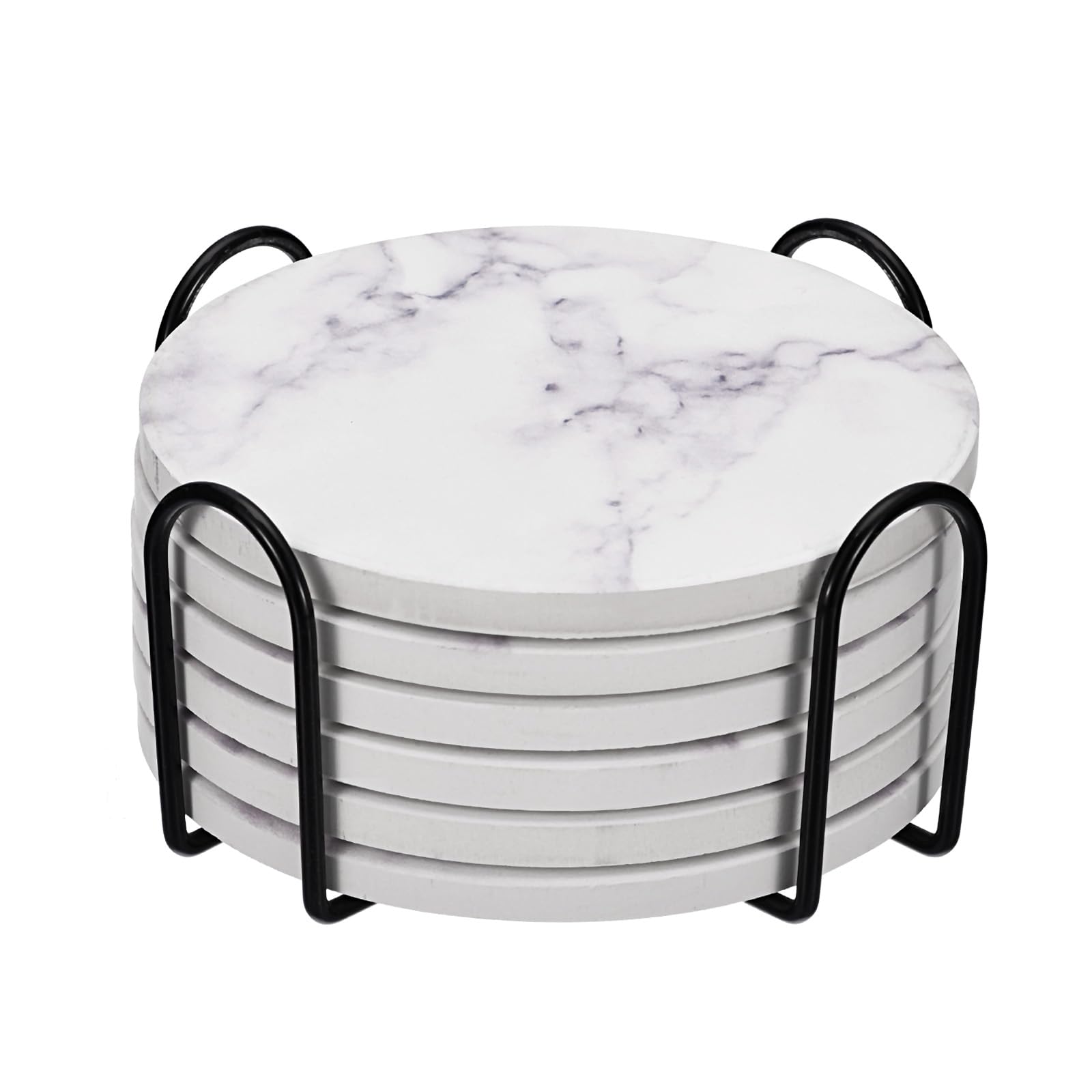 Uxcell Coaster Holder, 2Pcs 1.77'' - Iron Metal Coaster Storage Rack For Both Round And Square, Holds 4 Coasters (Black)