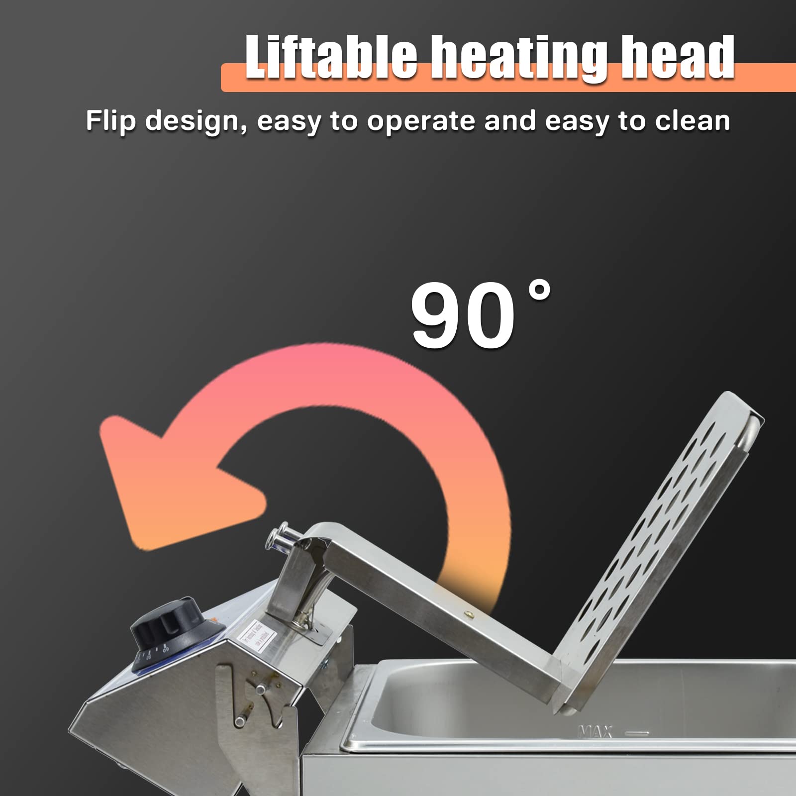 Dulong Commercial Electric Deep Fryer Countertop Stainless Steel Deep Fryer W/ Temperature Control Single Large Tank French Frie