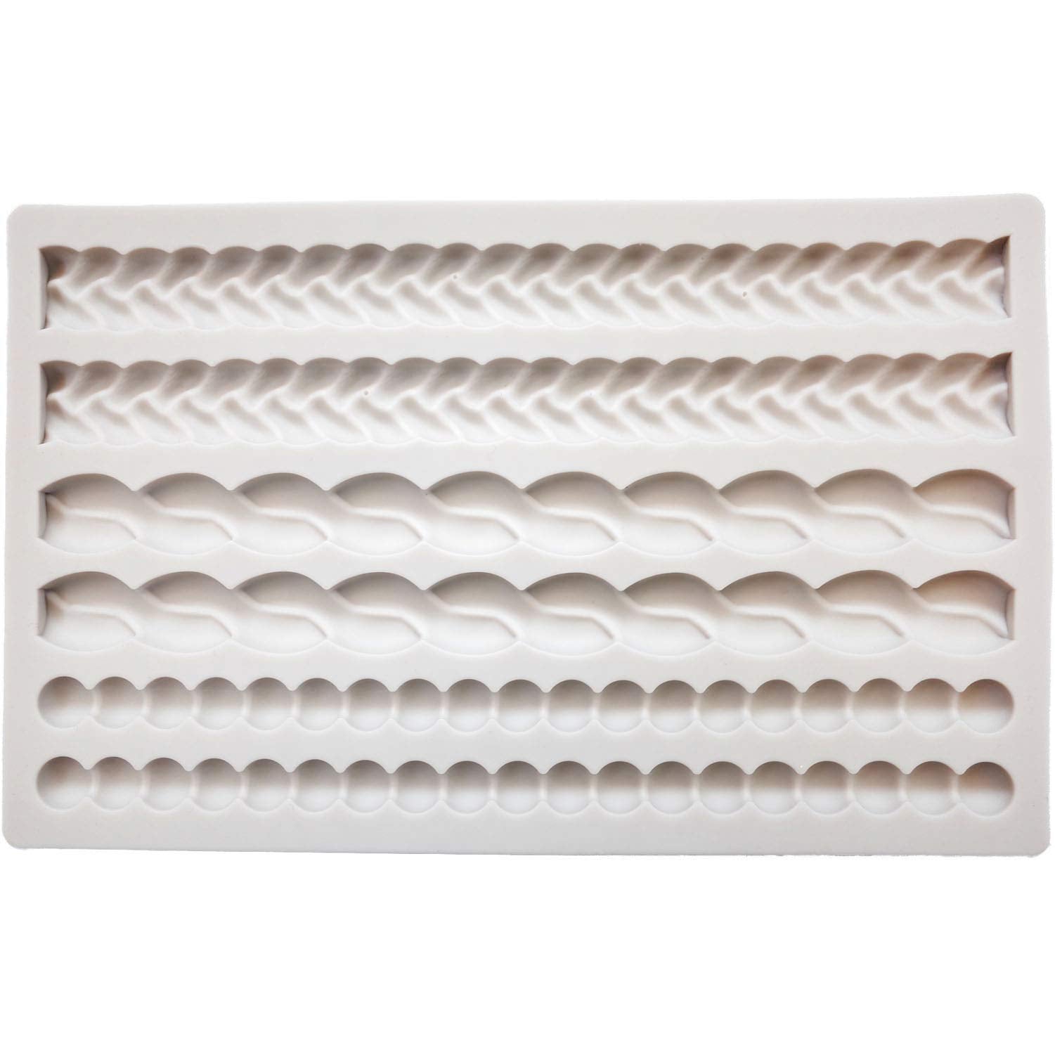 Scivokaval Silicone Pie Crust Mold Impression Mat Knit Rope Pearl Border Lace Chain Molds Fondant Cake Decoration Mould Chocolat