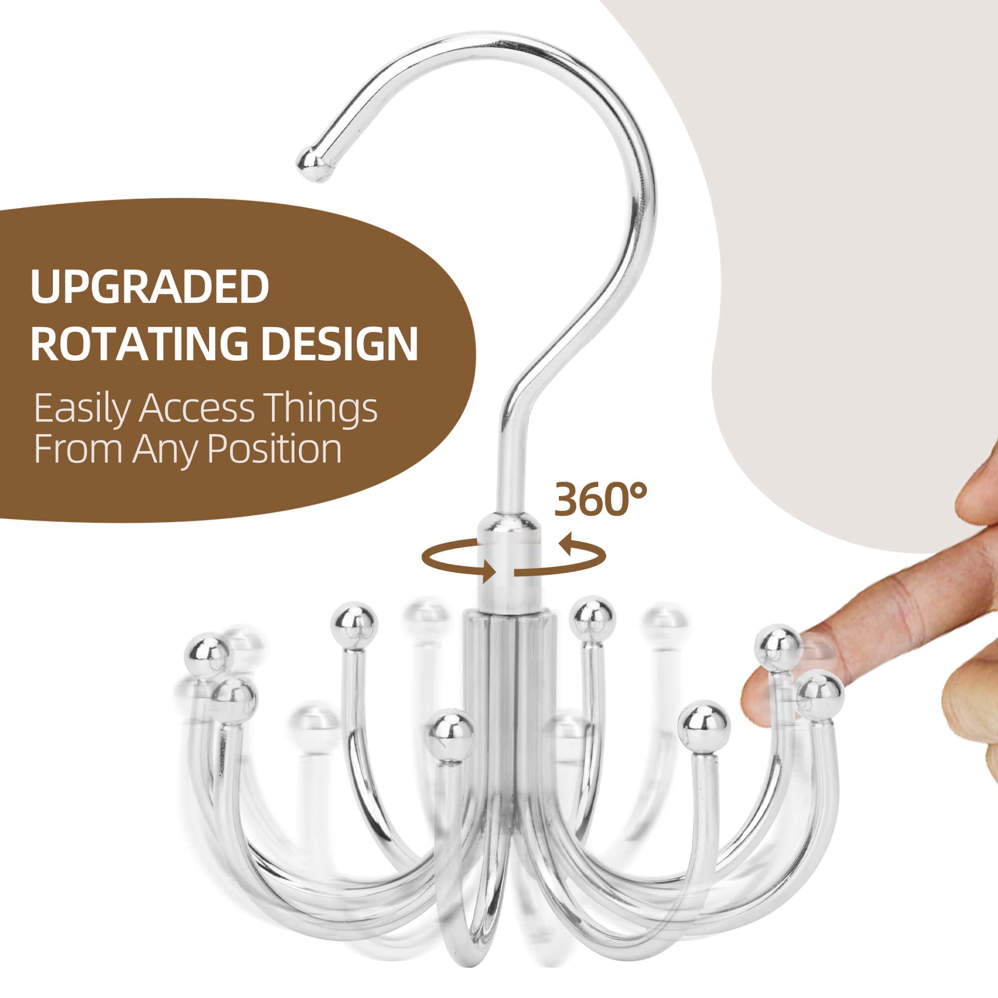 Zedodier Belt Hanger, Rotatable Belt Rack Closet Accessories Organizer, Maximum 24 Storage Capacity, Hanging Holder Storage Hook
