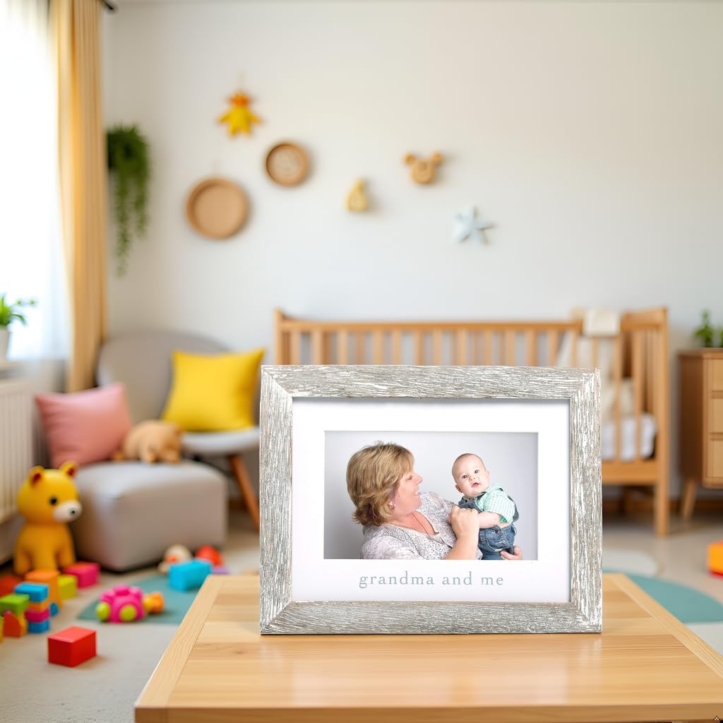 Pearhead Grandma and Me Rustic Picture Frame, New Grandmother Gift from Baby, Farmhouse Nursery Decor, Tabletop or Wall Display,