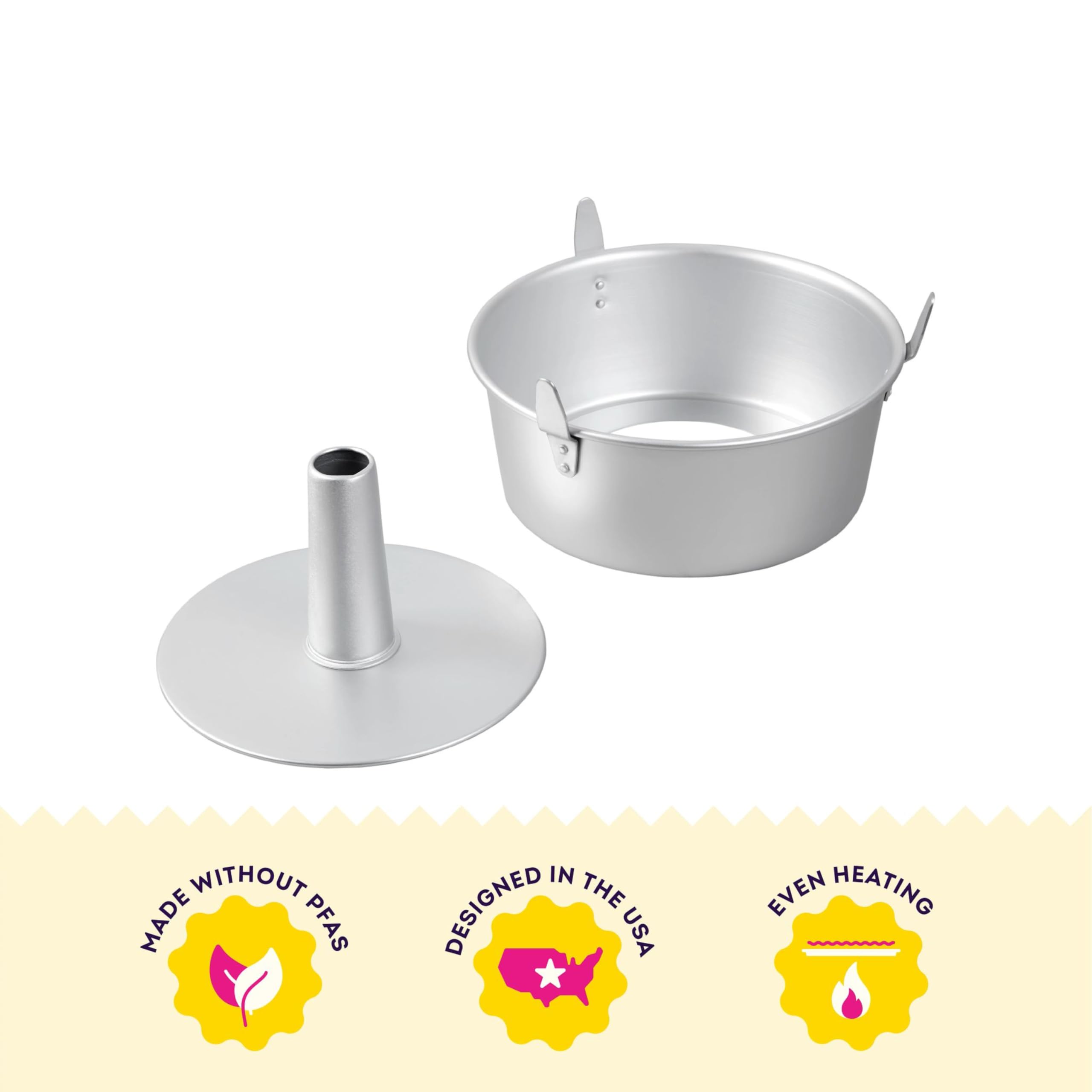 Wilton 10-Inch Angel Food Tube Cake Pan, Durable Aluminum, Removable Inner Core, Silver