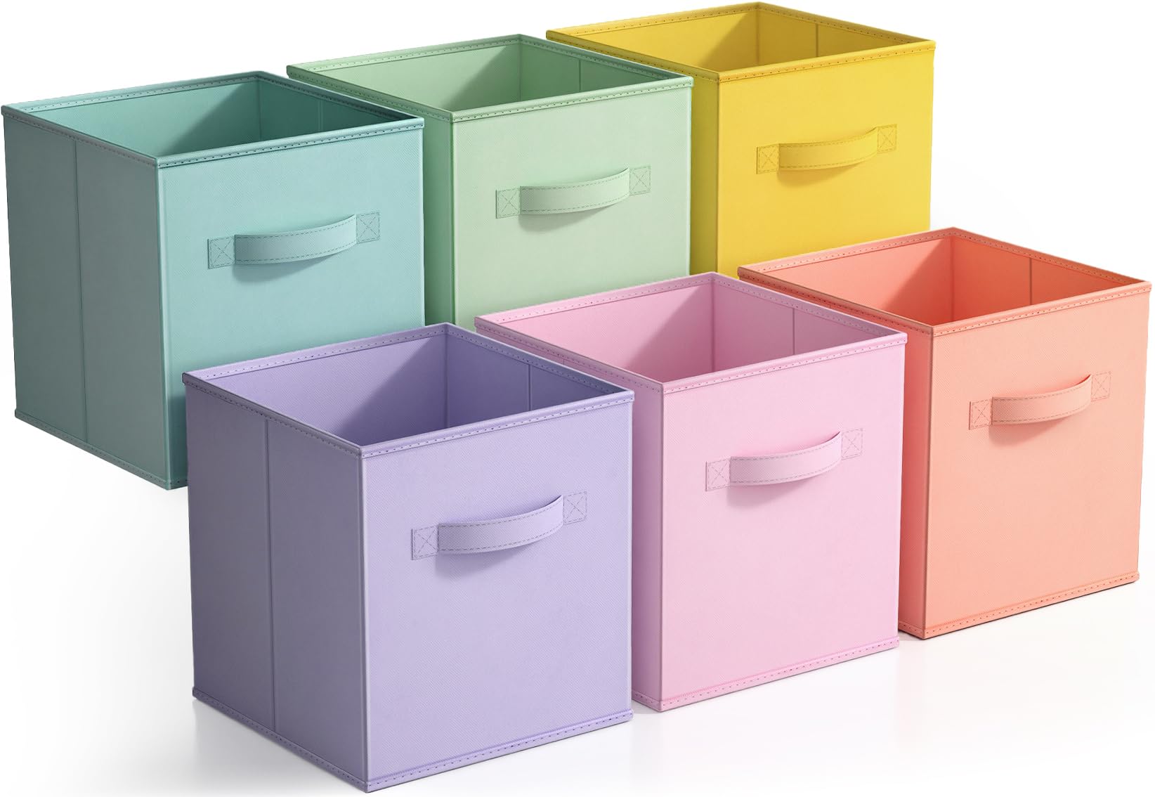 Sorbus 11 Inch Fabric Storage Cubes - Sturdy Collapsible Storage Bins & Handle - 6 Foldable Baskets For Organizing Clothes, Toys
