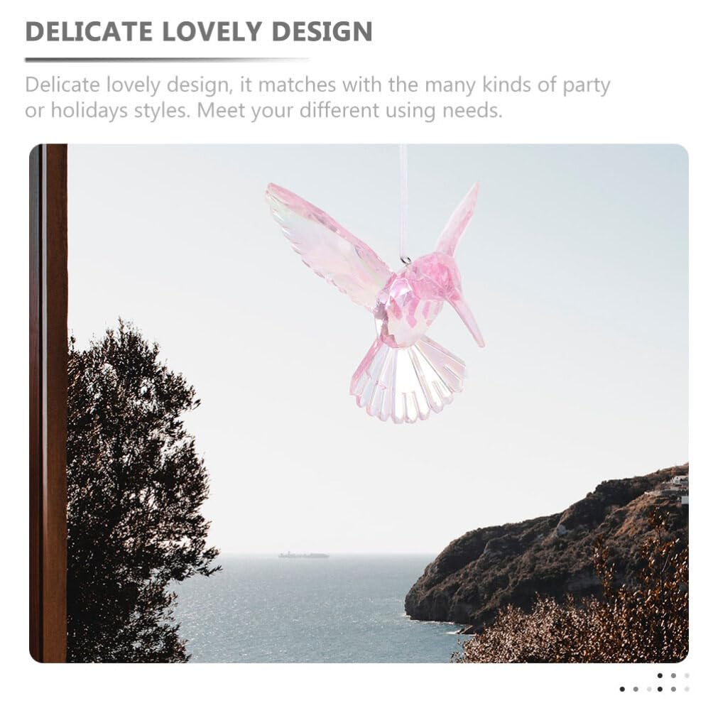 VILLCASE 6pcs Crystal Bird Pendant Clear Christmas Ornaments Hummingbird Decor Ceiling Hanging Decor Home Pendants Modeling Orna