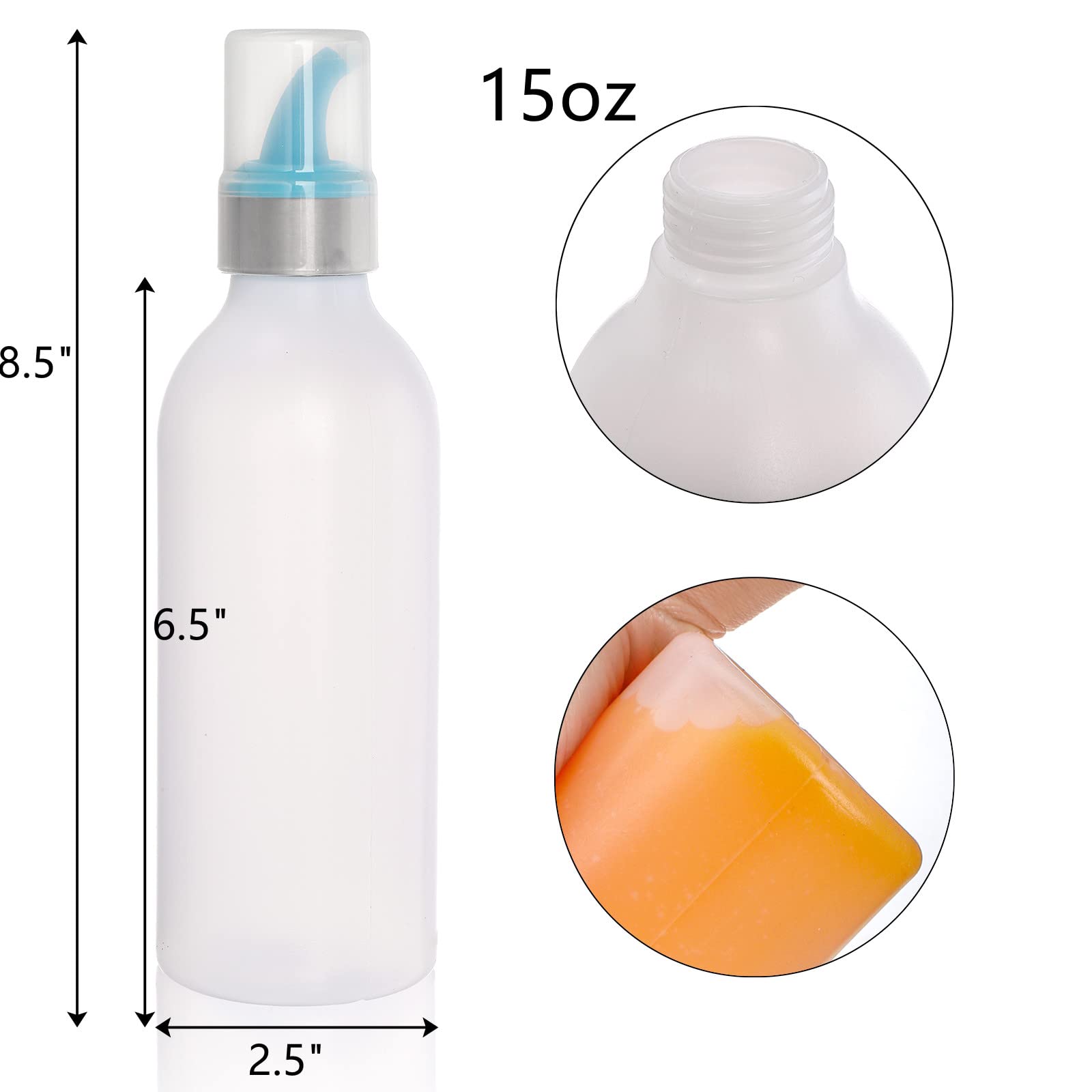 Lawei 6 Pack 15 Oz Plastic Squeeze Condiment Bottle - Plastic Squirt Bottles With Lids And Colored Tips - Perfect For Condiments