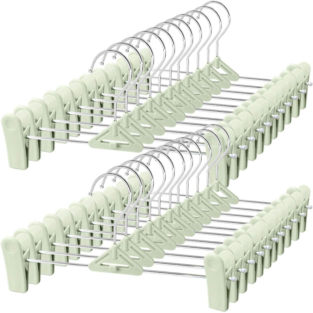 Skirt Hangers With Clips, Pant Hangers 50 Pack Northern Brothers Pants Hangers With Clips Heavy Duty Jean Hangers With 360-Rotat