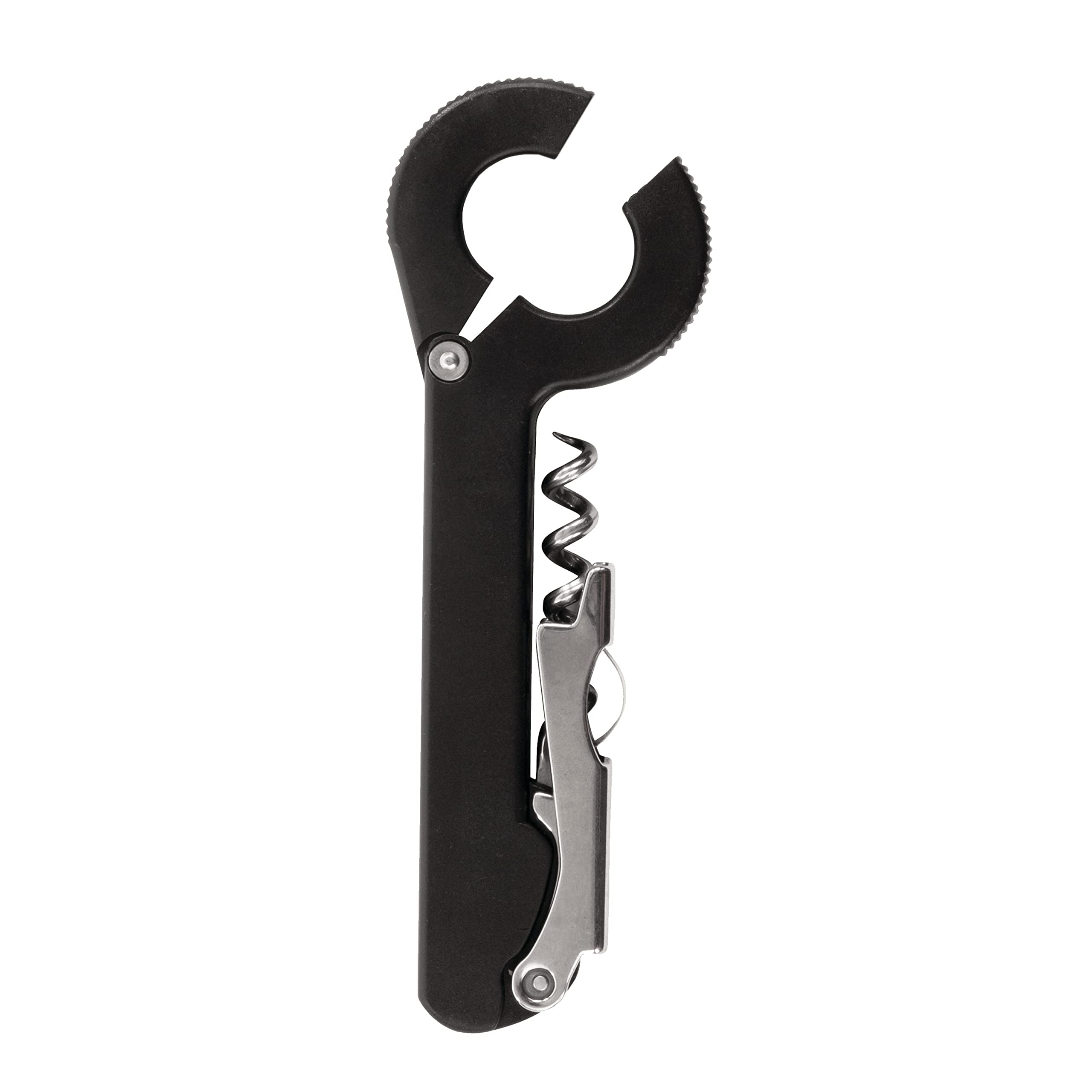 True Wrench Foil Cutter Single Hinged Corkscrews, Black