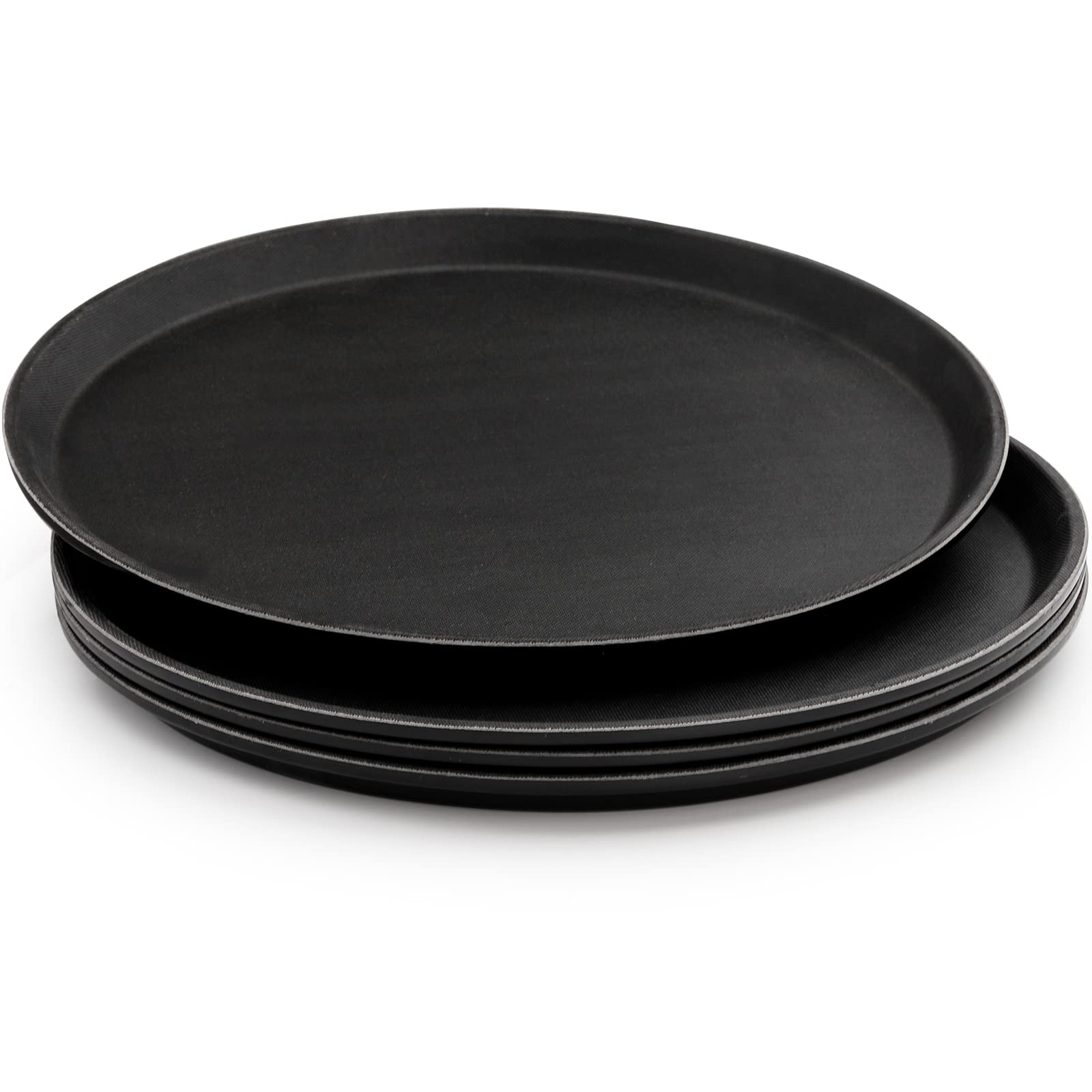 Topzea 4 Pack Plastic Server Tray, 14 Inch Round Serving Tray Restaurant Serving Tray Non-Slip Bar Tray Cafeteria Tray For Eatin