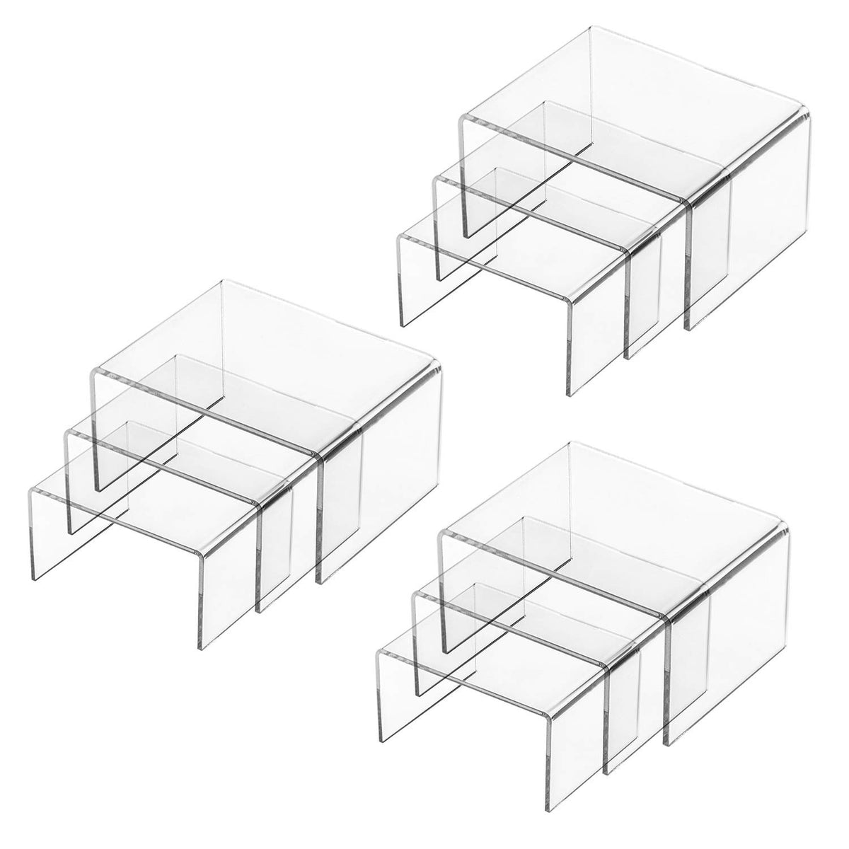 Hedume Set Of 9 Clear Acrylic Display Risers For Figures, Buffets, Cup ...