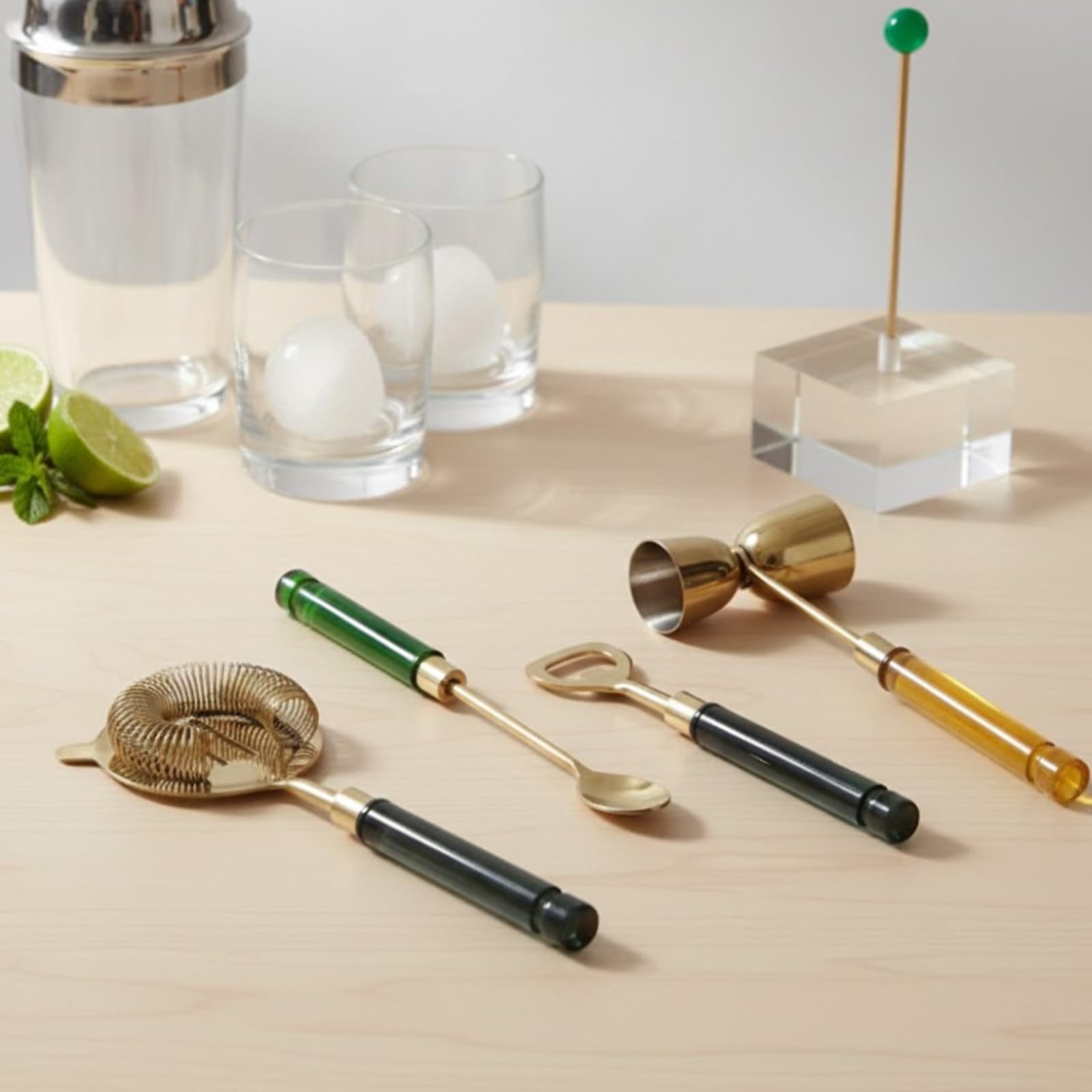 5-PC Gold Bartender Kit with Stand & Color Handles