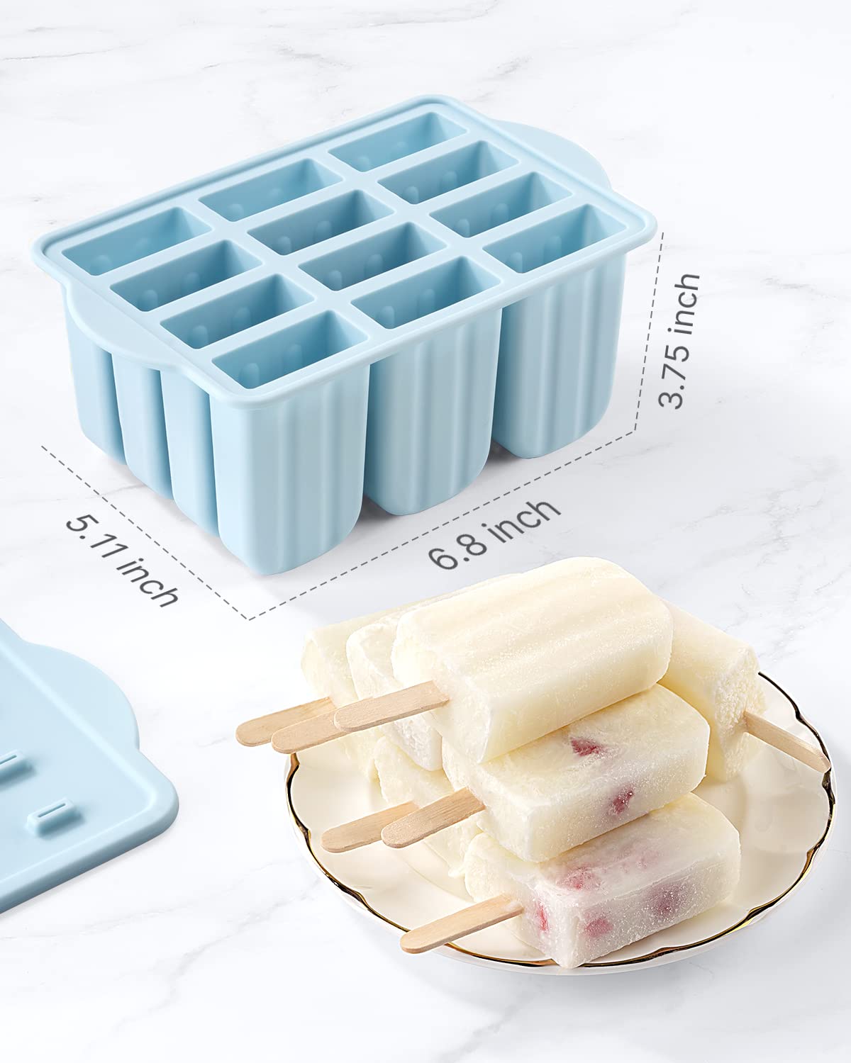 Popsicles Molds, Meetrue 12 Pieces Silicone Popsicle Molds Easy-Release Bpa-Free Popsicle Maker Molds Ice Pop Molds Homemade Pop