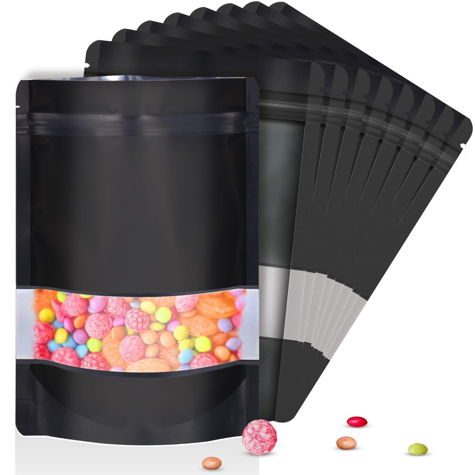 4''X6'' 120Pcs Mylar Bags For Food Storage,Smell Proof Bags With Matte Window Resealable Food Storage Bags For Small Business, S