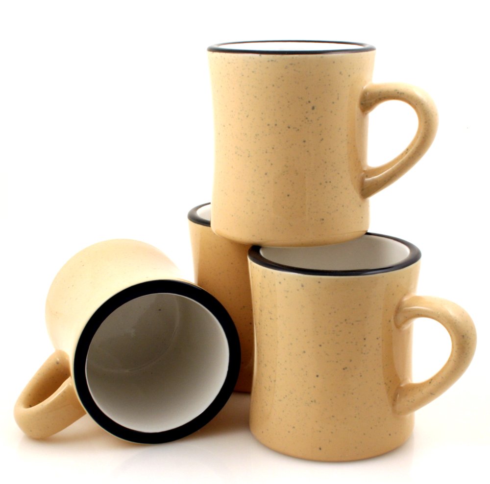Marble Creek Ceramic Diner Campfire Mugs, 10Oz, Set Of 4 (Sand)