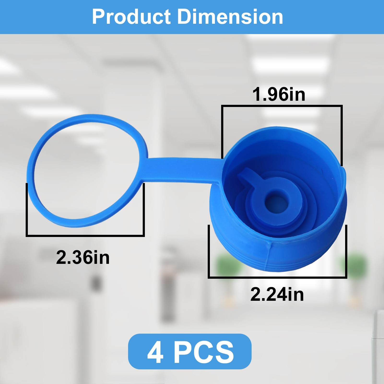 5 Gallon Water Jug Caps 4 Pcs, Food Grade Silicone Reusable Replacement Lid, Fit For 55Mm Standard/Screw/Crown Top Water Dispens