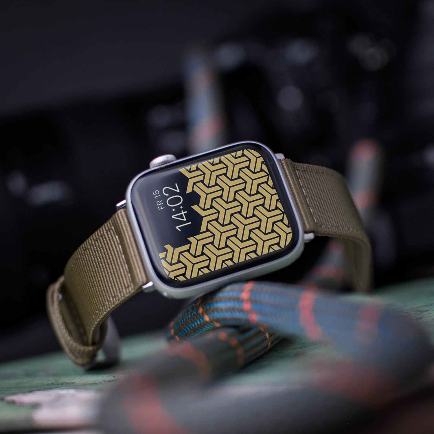 Archer Watch Straps - Premium Nylon Replacement Bands For Apple Watch (Khaki, Stainless, 424445Mm)