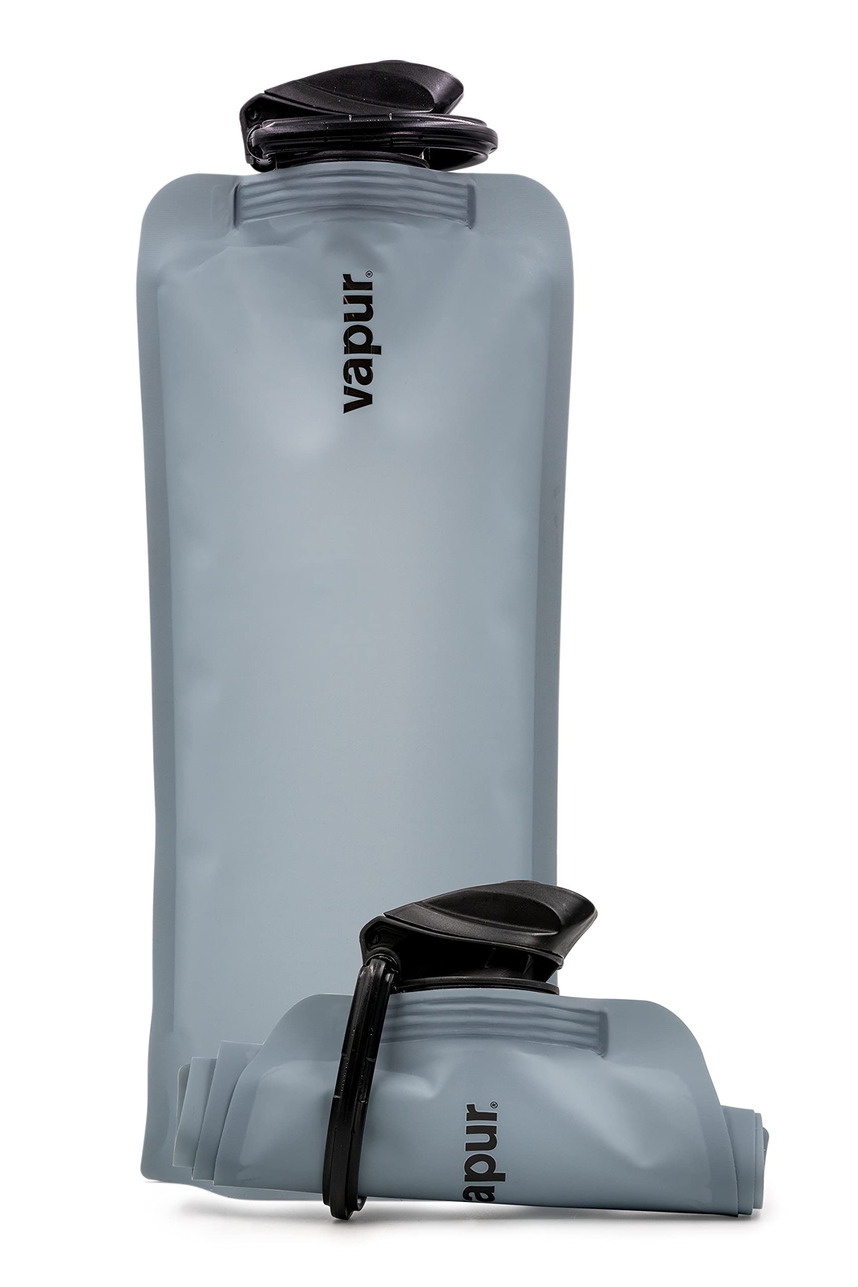 Vapur Flexible  Collapsible Wide Mouth Anti-Bottle with Detachable Carabiner  34 Ounce  Graphite Grey  Pack of 1