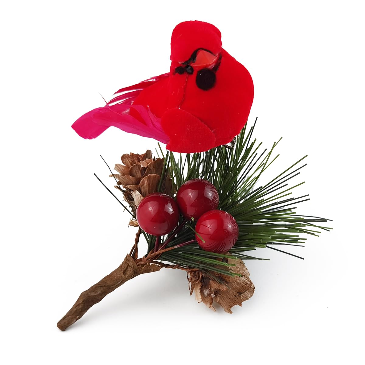 GXXMEI 20PCS Christmas Mini Cardinal Clip on Tree Ornaments Bird Decorations Approx. 2.36 Inch Long Bright Red Velvet & Feathers