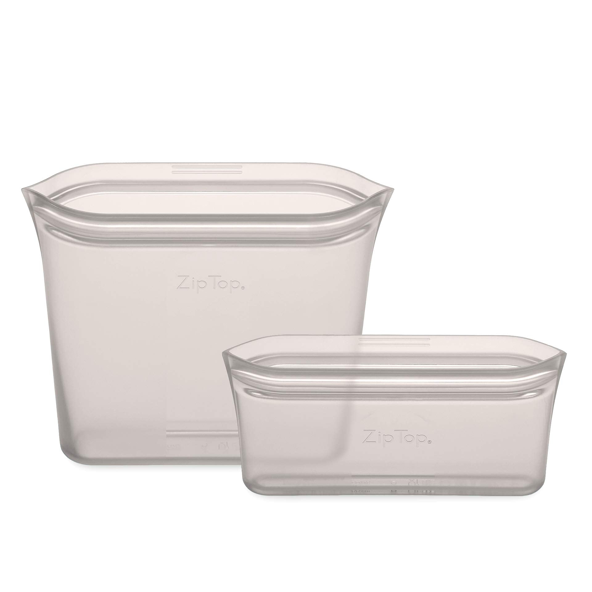 Zip Top Reusable Food Storage Bags | 2 Bag Set [Gray] | Silicone Meal Prep Container | Microwave, Dishwasher And Freezer Safe |