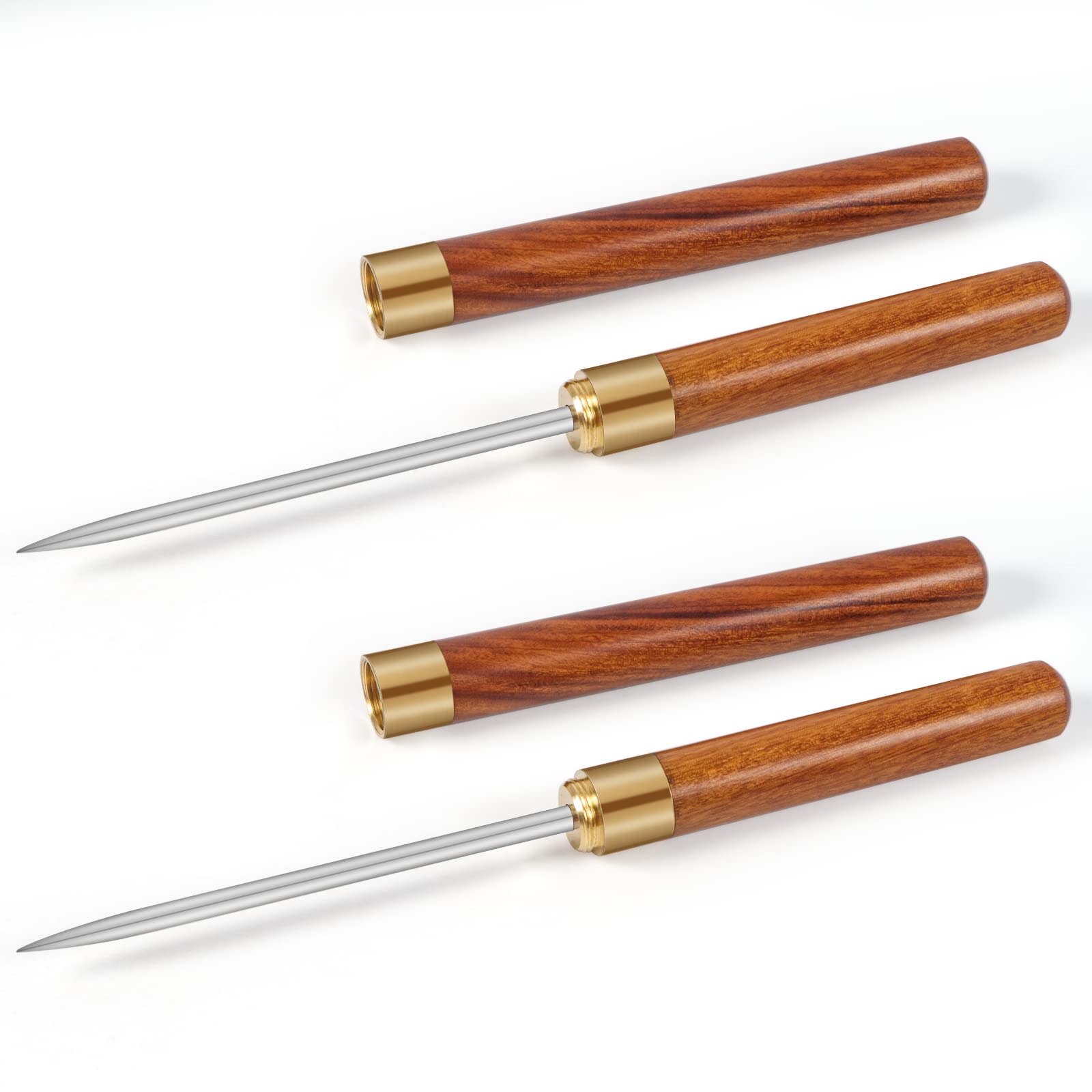 Ice Pick With Cover - 2 Pack Stainless Steel Ice Picks For Breaking Ice, Non-Slip Wooden Handle Ice Pick Tool Easy To Grip, Ice