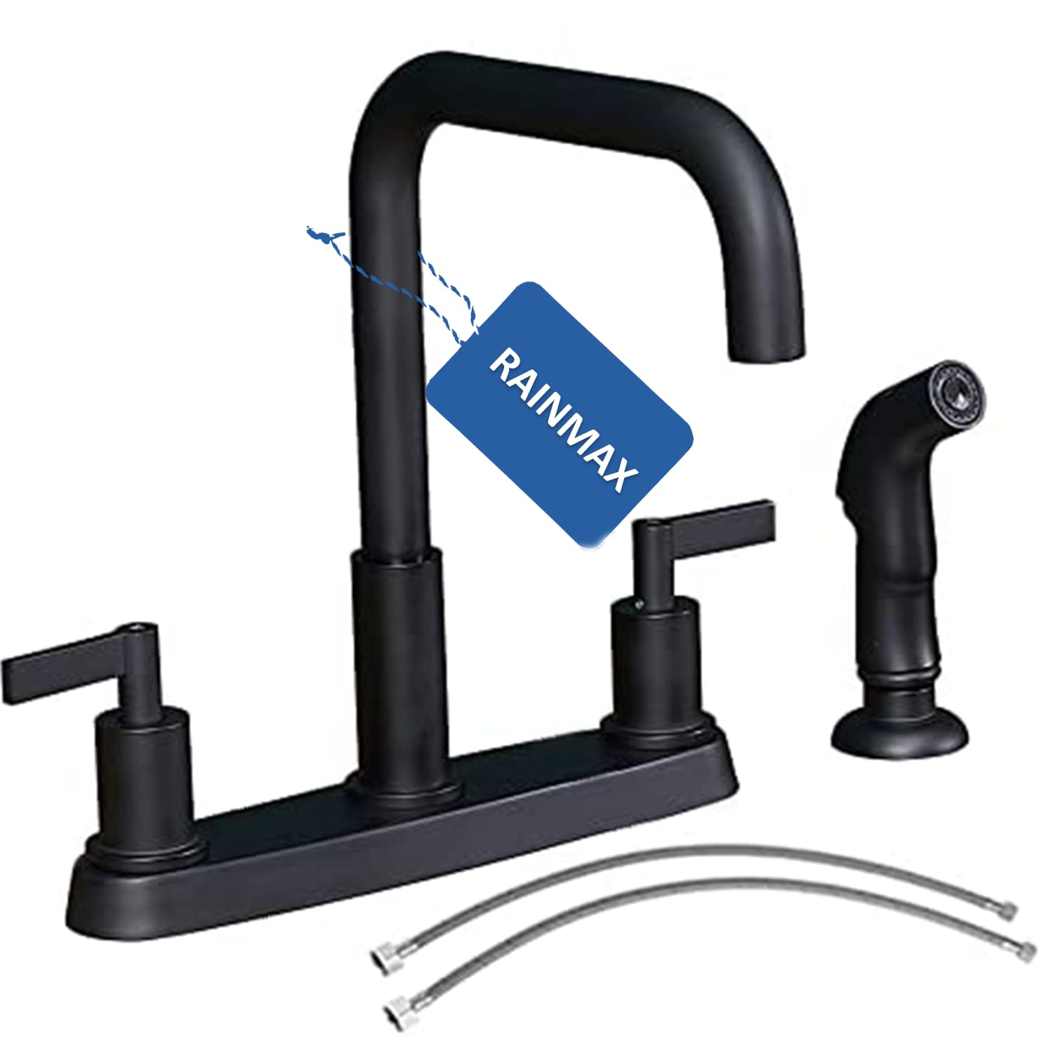 Kitchen Faucet With Sprayer, Black Kitchen Faucet, Matte Black Kitchen Sink Faucet, Stainless Steel Kitchen Sink Faucet With Sid