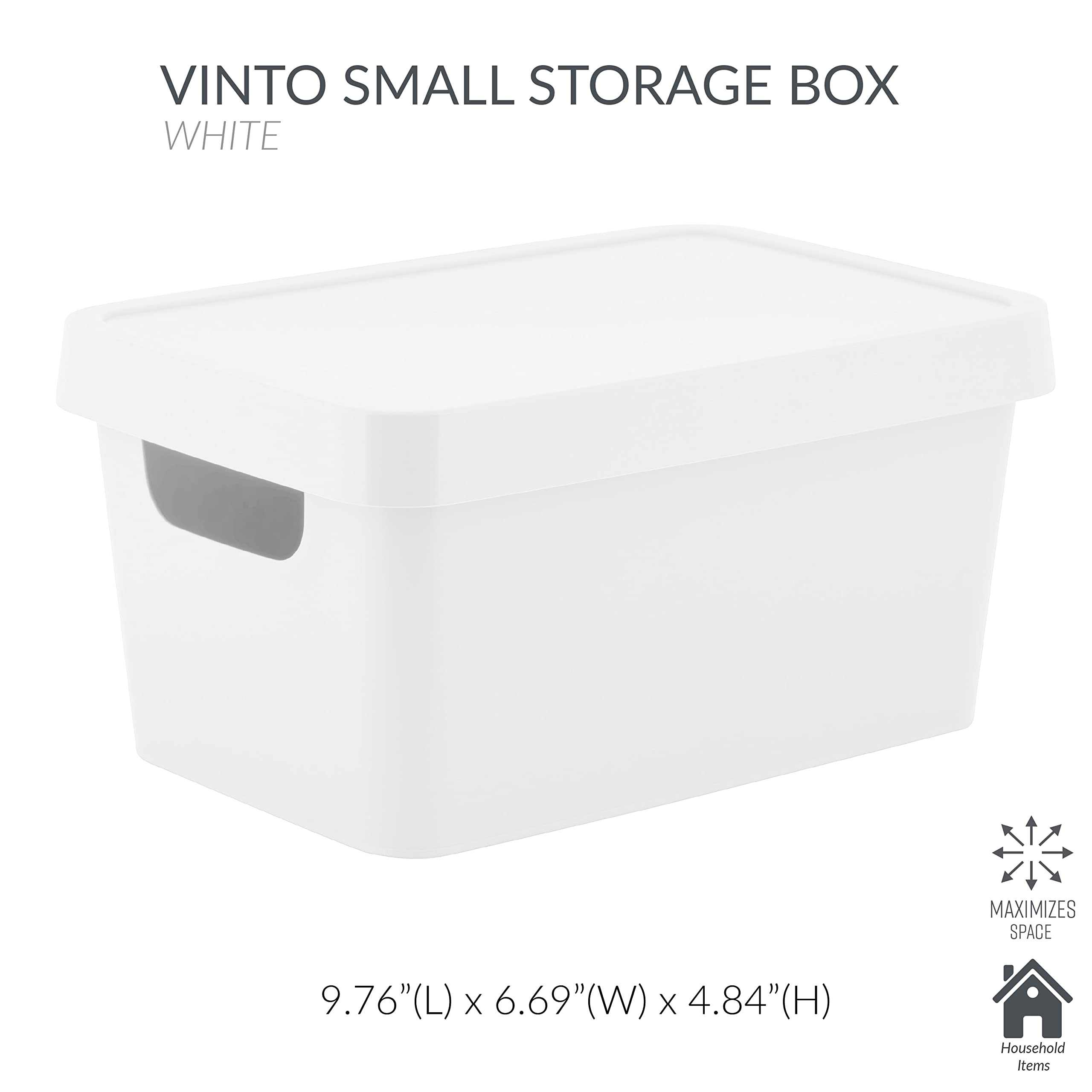 Simplify Small Vinto Storage Box | Click Tight Lid | Dimensions: 9.76'' X 6.69'' X 4.84'' | Stackable | Home Organization | 2 Ha
