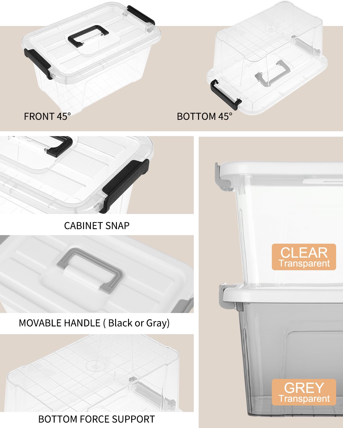 Numifun Plastic Storage Bins With Lids 6 Pack Storage Organizer Bins, 7 Quart Stackable Storage Bins With Lids And Black Handle