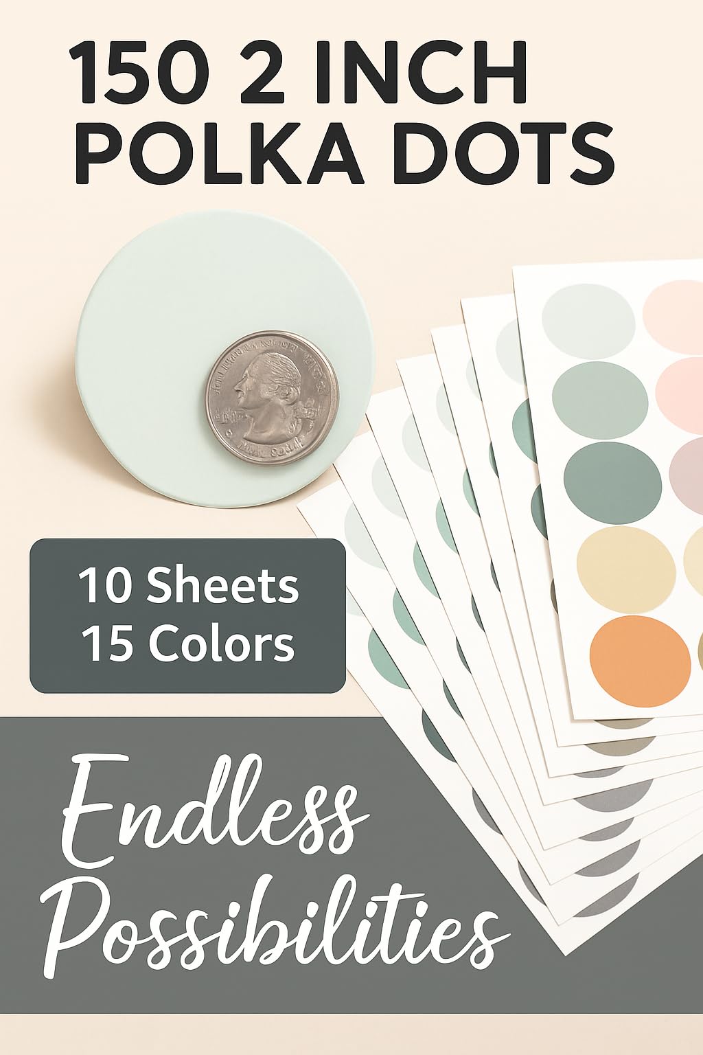 2-inch Polka Dot Wall Decals For Girls Bedroom Featuring 150 Neutral Boho Rainbow Wall Decal Stickers for Wall  Perfect For Boho Nursery and Boho Rainbow Classroom Decor  These Peel an(Boho Rainbow)