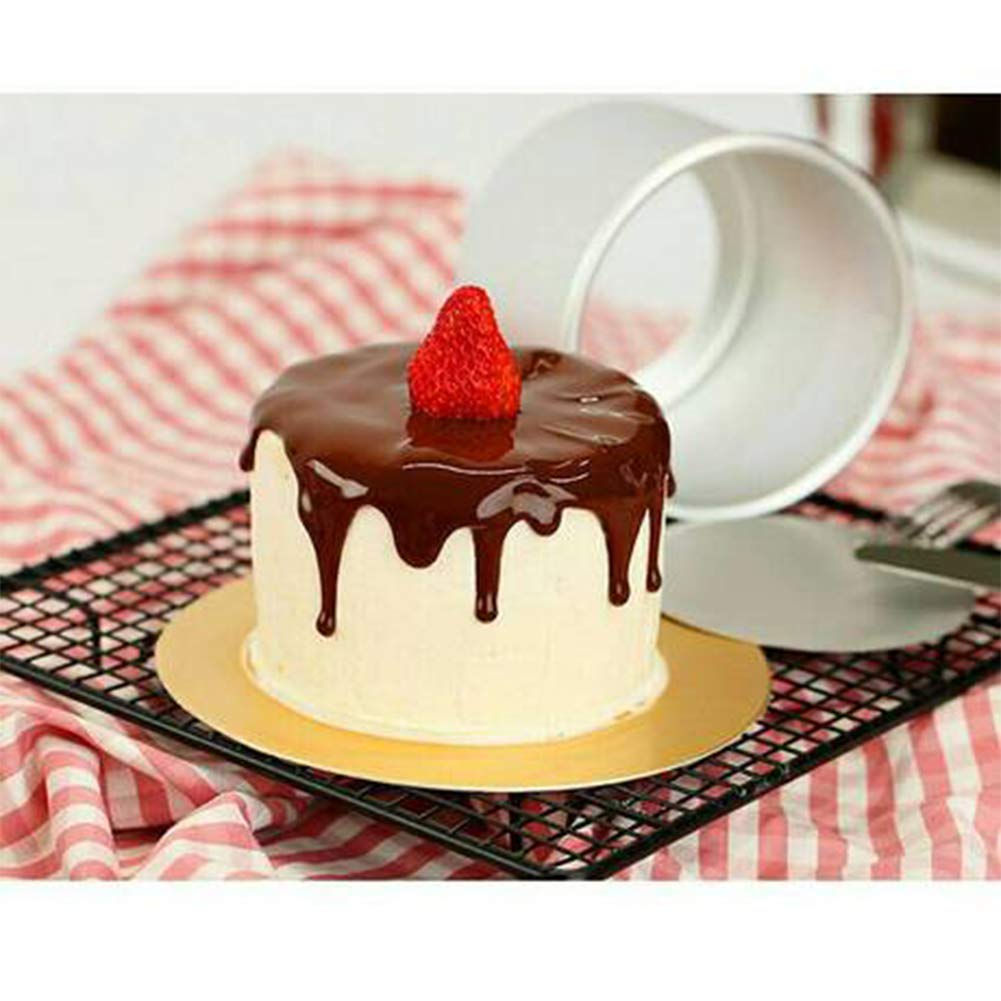 Hansgo Mini Round Golden Cardboard Cake Base, Mousse Cake Boards 100Pcs Paper Plates Circle Dessert Board Base Grease