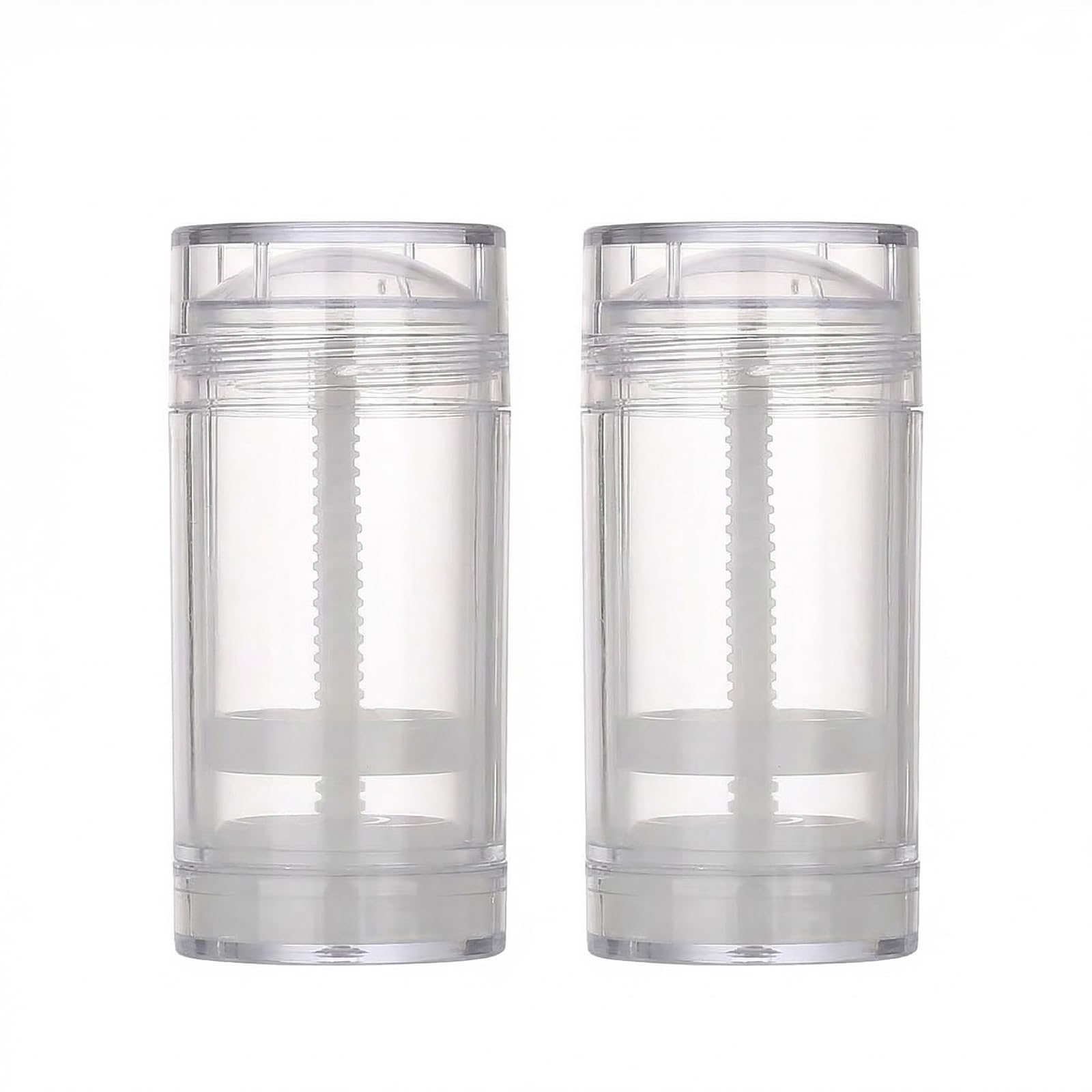 2PCS 75ML/2.5oz Empty Clear Plastic Deodorant Containers Twist Up Filling Stick Twist Up Bottom Filling Lip Balm Tubes for DIY D