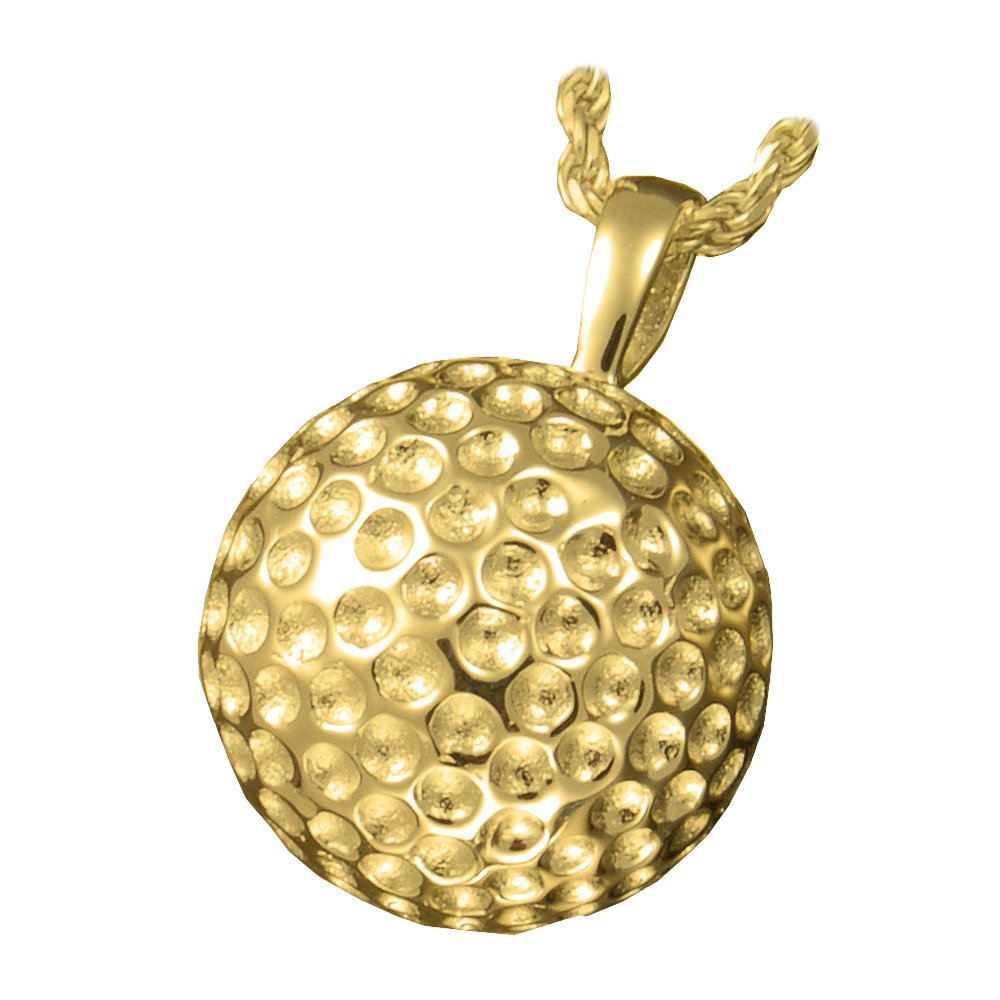 Cremation Memorial Jewelry: Gold Plated Golf Ball