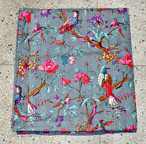Regmess Cotton Jaipuri Quilt Handmade Bed Cover Kantha Blanket Throw Home Decor Bedsheet (Twin, Multicolour)(60 X90 Inch)