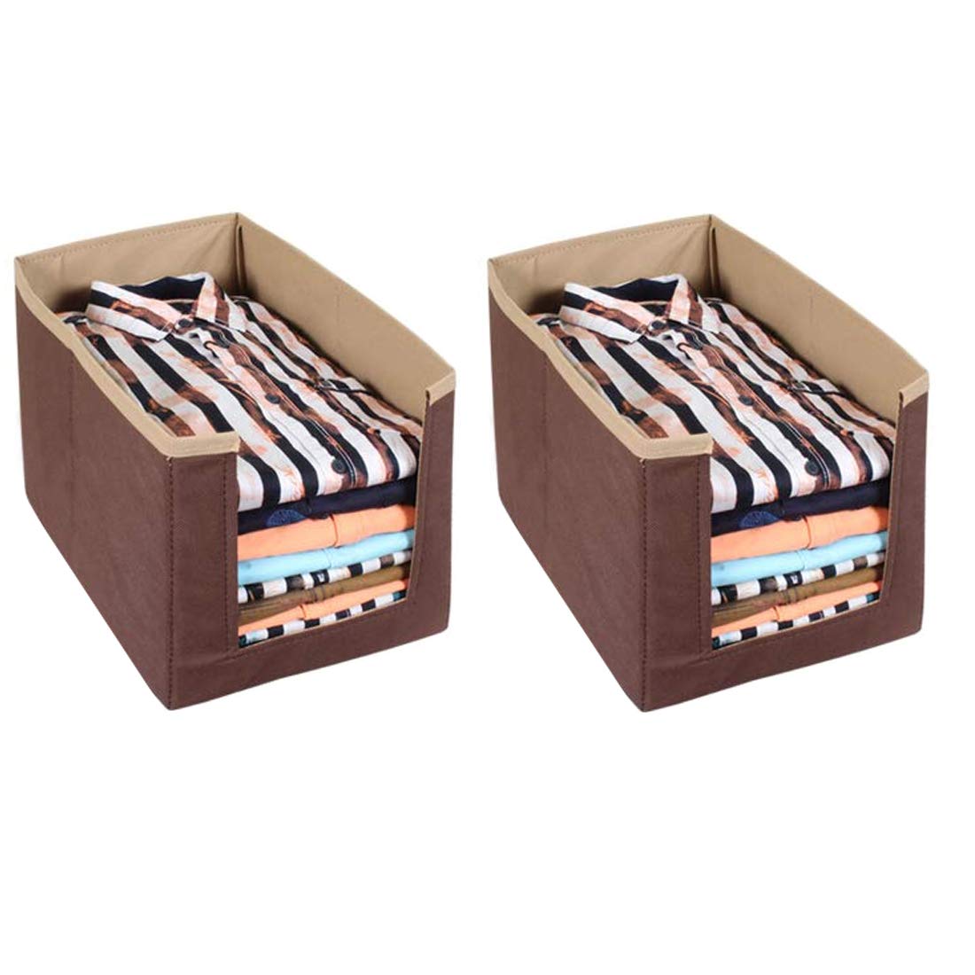 Unicrafts Shirt Stacker Wardrobe Organizer Clothing Cover Non Woven Pack Of 2 Brown