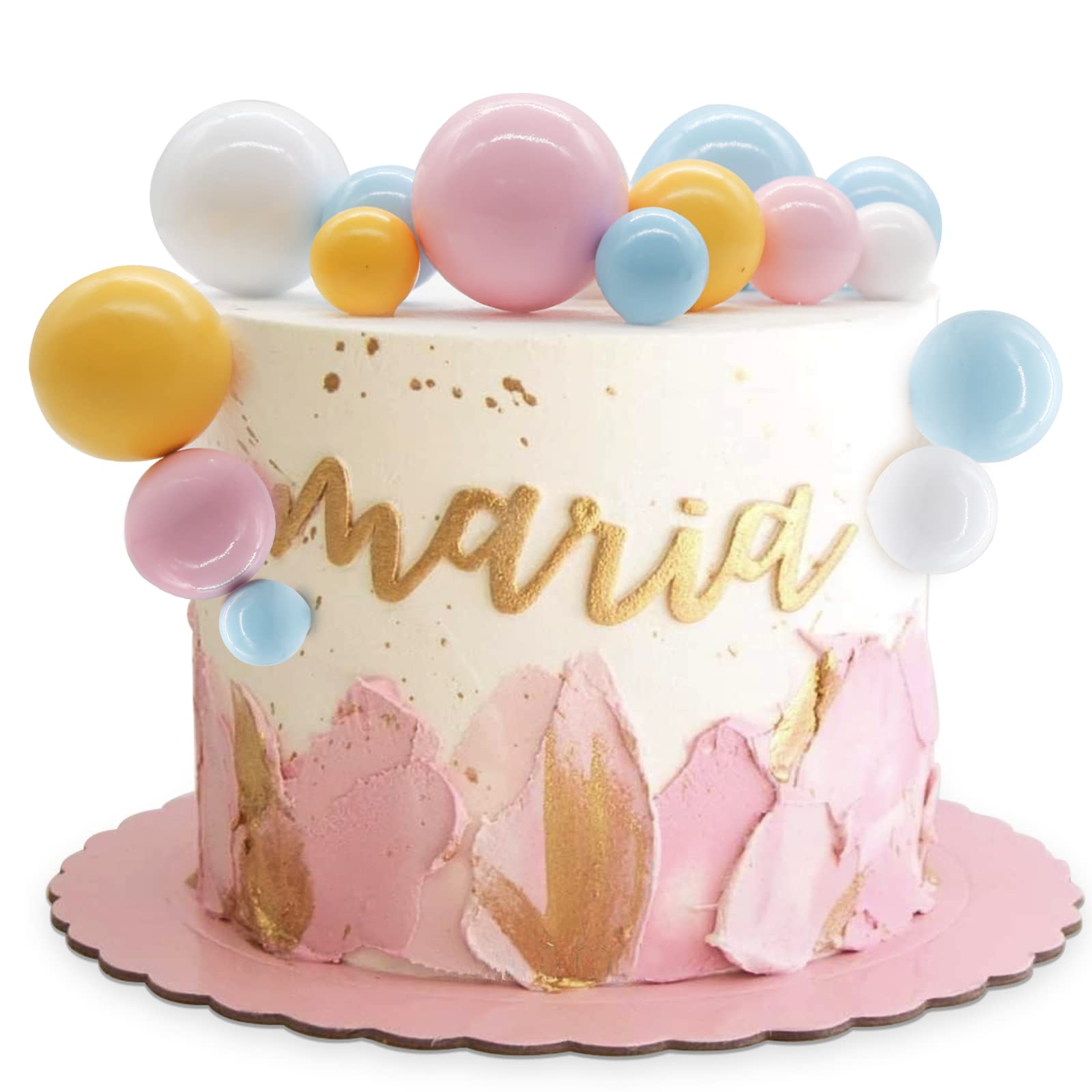 Newmemo Colorful Ball Cake Topper 16Pcs Ball Cake Picks Pearl Ball Cake Topper Mini Balloon Cupcake Insert Bubble Balls Diy Deco