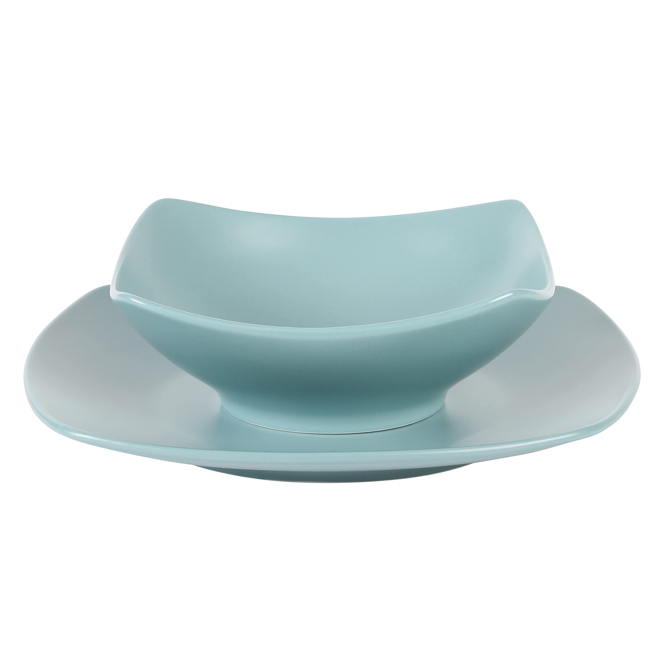 Gibson Home Zen Buffet Matte Porcelain Chip and Scratch Resistant Plates and Bowls Dinnerware Set - Blue, Service for 4 (8pcs)