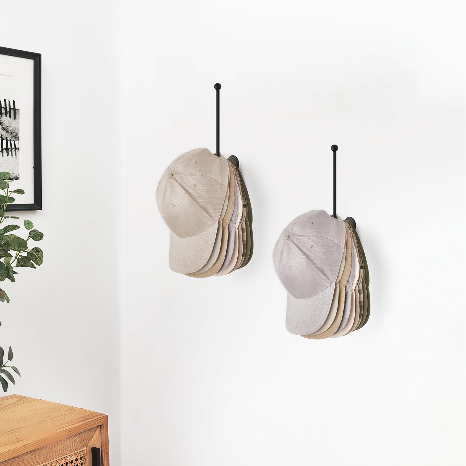 Dahey Hat Organizer For Baseball Caps 2 Pcs Hat Rack Wall Mount 7.9 Inches Space Saving L Shaped Hat Holder Organizer Modern Met