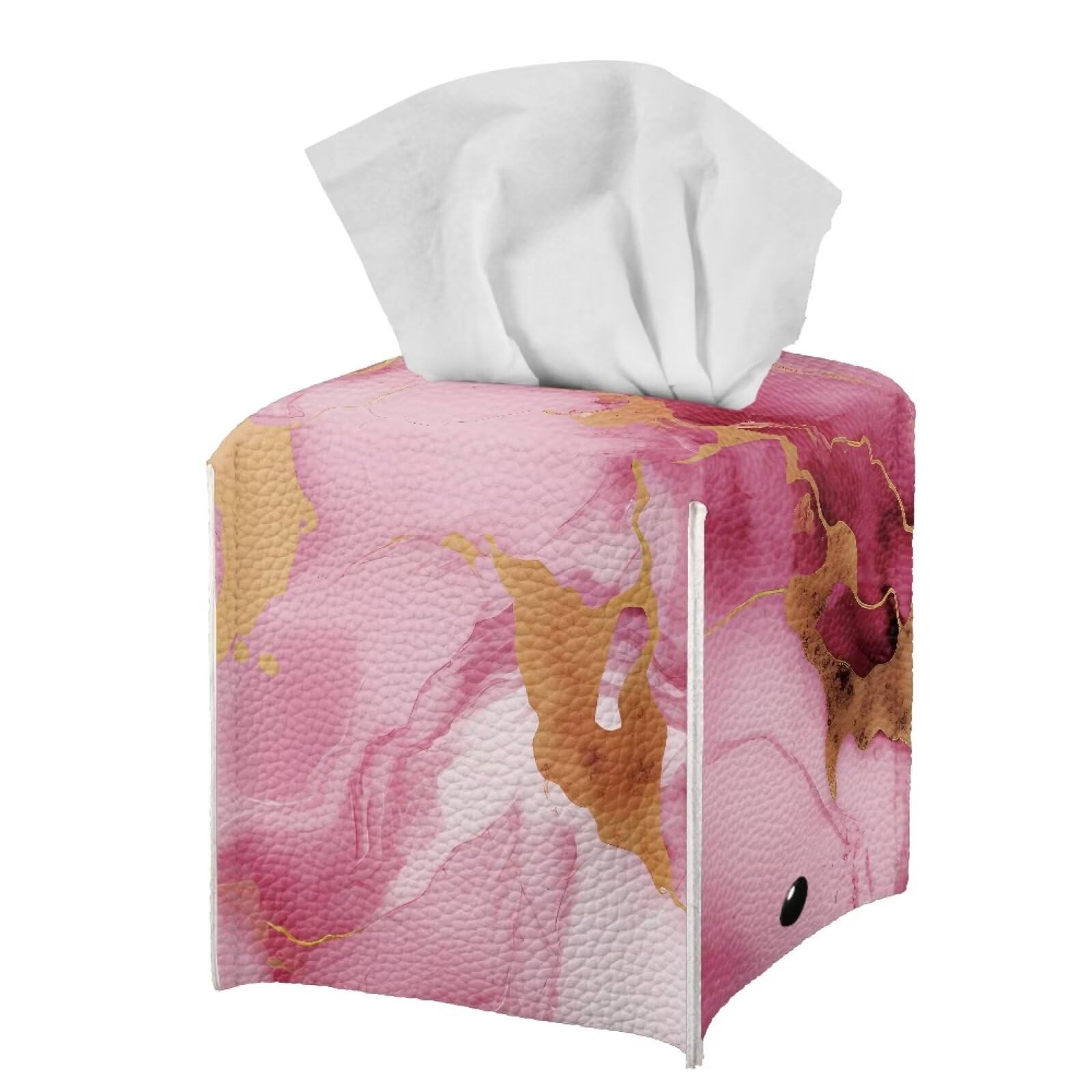 Tutolipy Tissue Box Cover Decorative Holder Pu Leather Square Novelty Case Dispenser For End Table, Office Desk, Nightstand, Hom