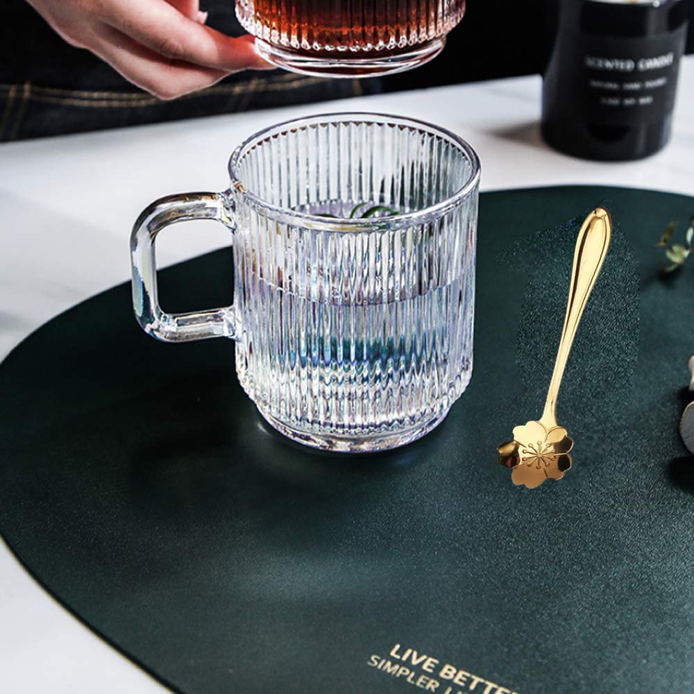 Yalucky Clear Iridescent Coffee Mug With Lid And Sakura Spoon Tea Cups Glass Mugs Pretty Cute Mug For Milk Latte Chocolate Juice