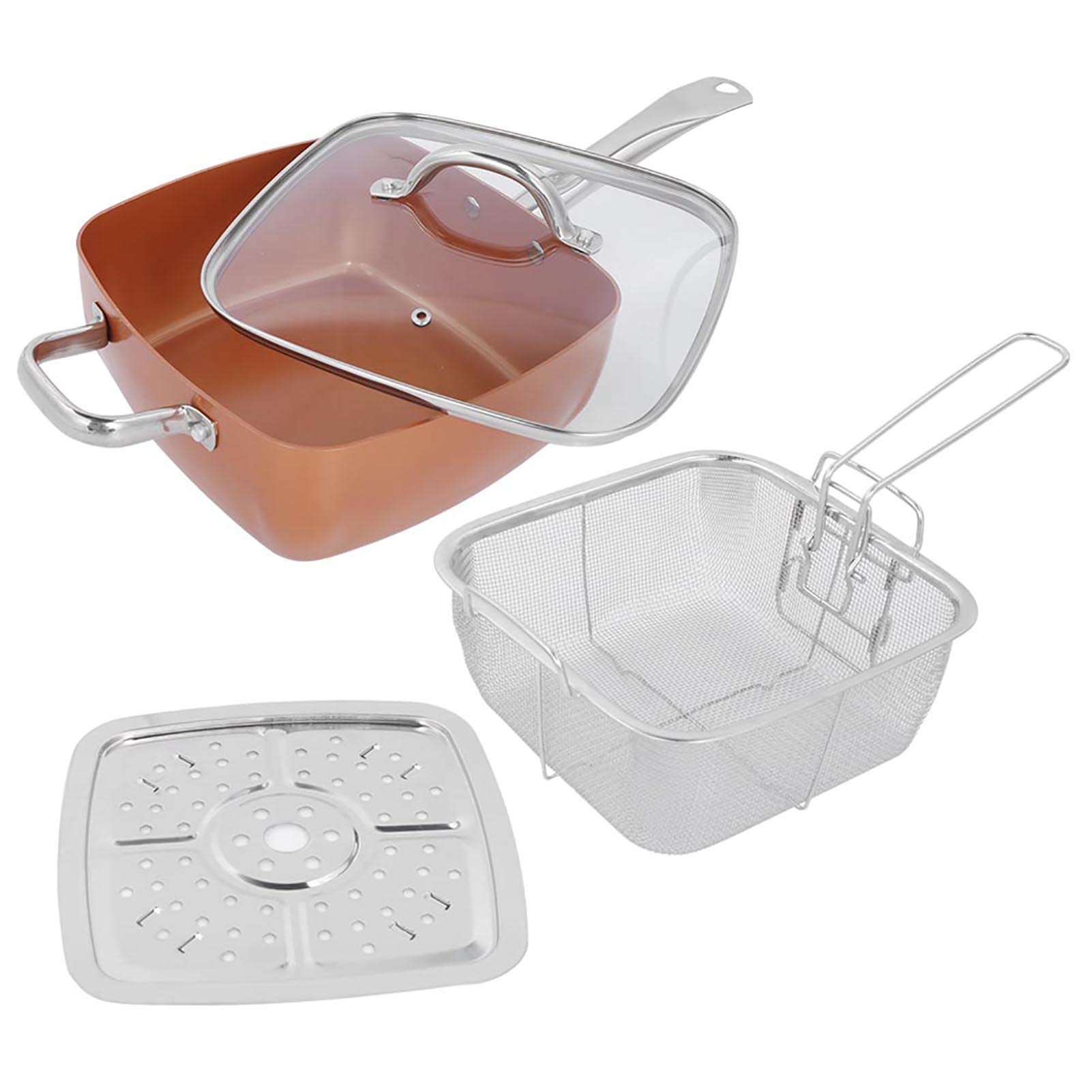 4Piece Stainless Steel Nonstick Frying Pan Set  Saucepan, Steamer, NonStick Frying Pan
