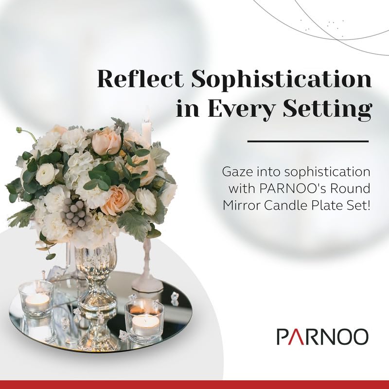 10 Inch Round Mirror Plate, Set Of 12-1.5Mm Thick Glass Plate Mirror Tiles W/Smooth Edges - Perfect Candle Wedding Centerpiece T