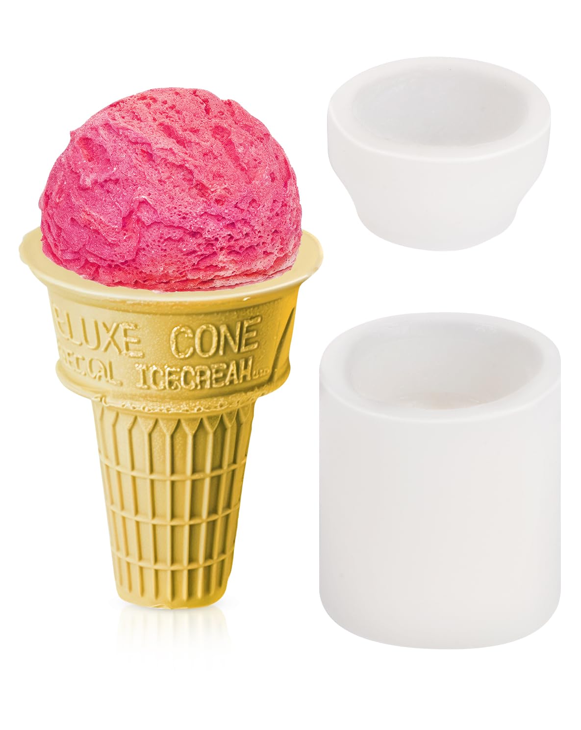 Liobelon Ice Cream Cone Mold & Ball Candle Mould, NonStick Baking Mould For Candy, Chocolate, Jelly, Ice Cream, Soap, Resin, Cr