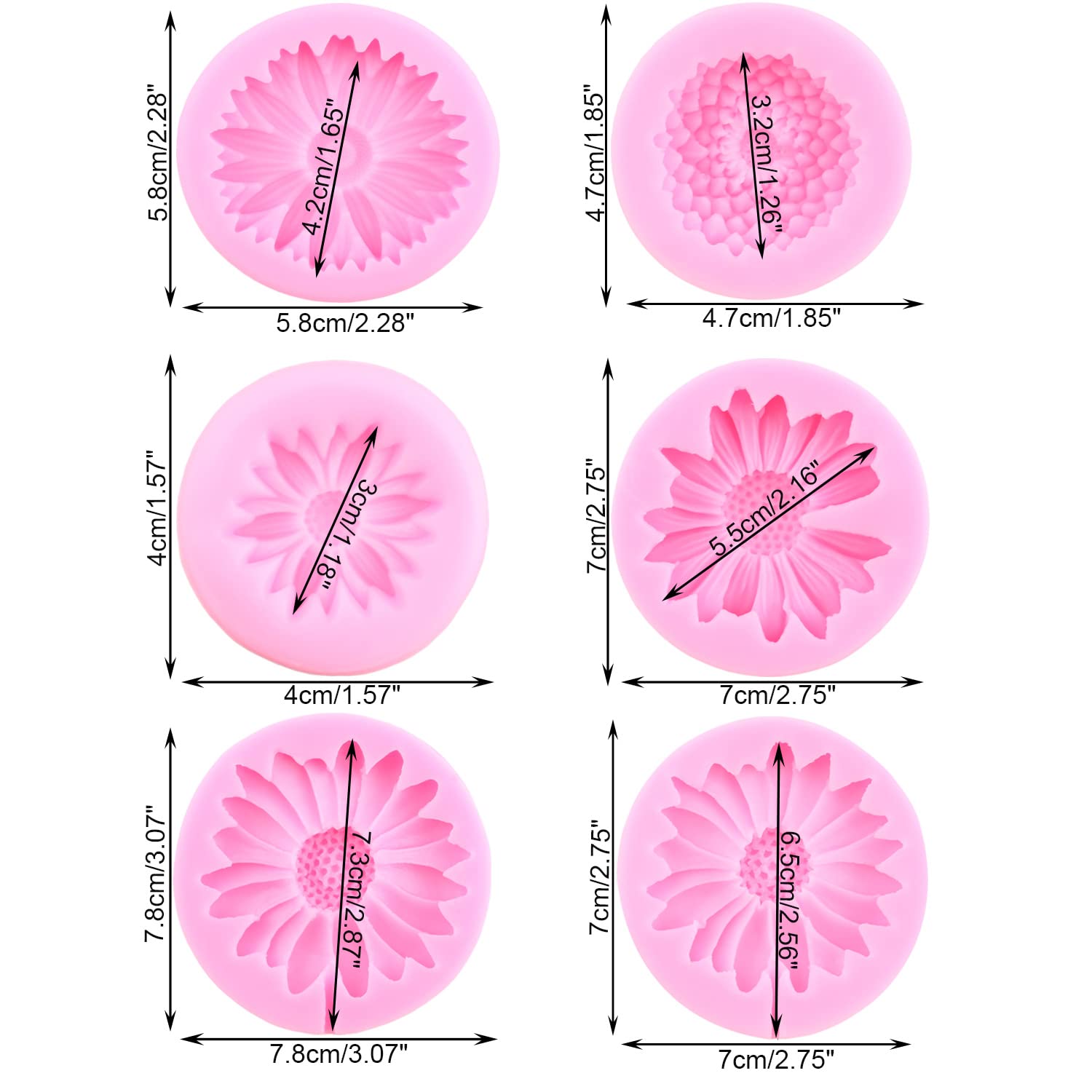 Mujiang Chrysanthemum Flower Silicone Mold Daisy Flower Fondant Molds Sunflower Fondant Molds For Cake Decoration Cupcake Topper