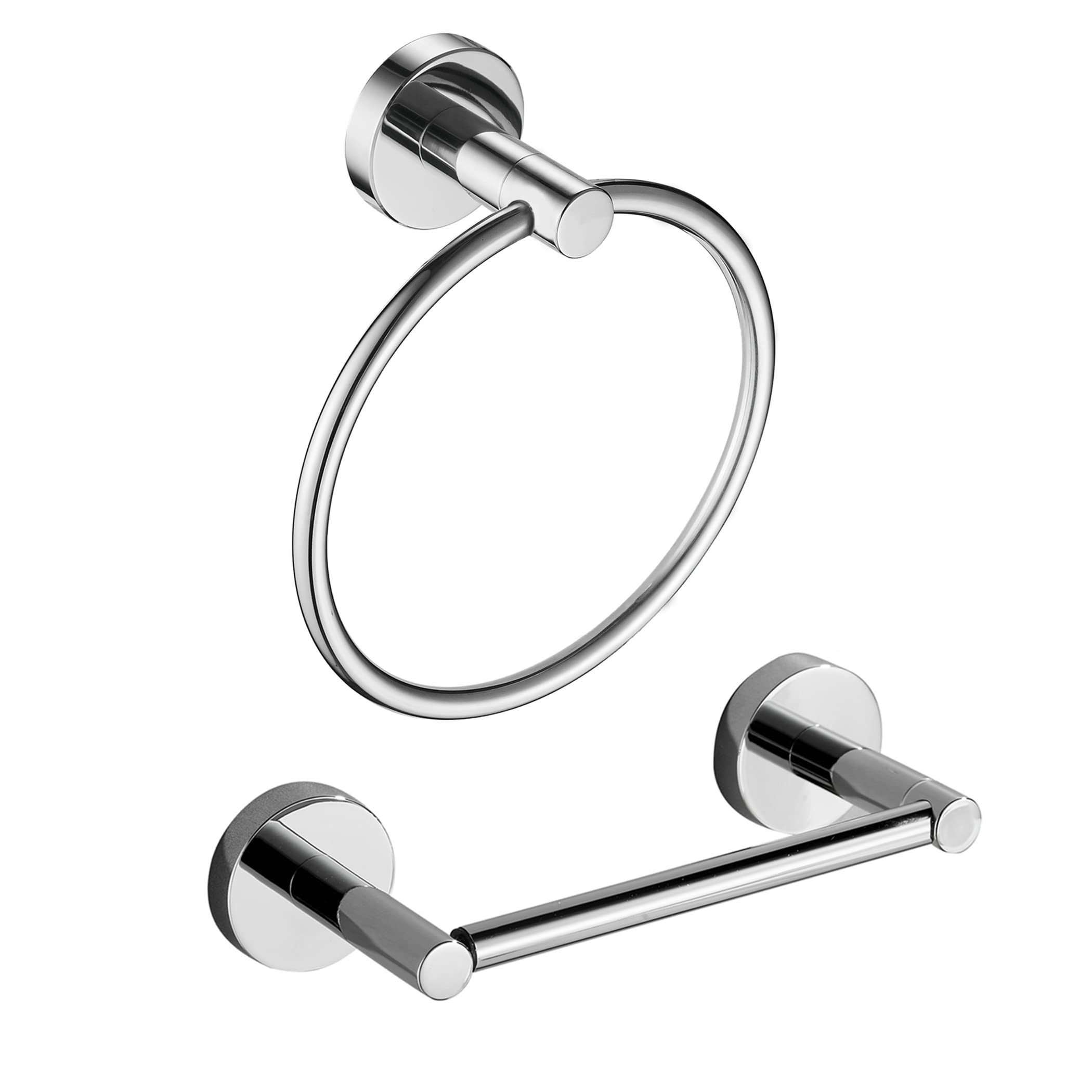Fairgia Chrome Toilet Paper Holder Towel Ring,Bathroom Hardware Set,Hand Towel Holder Wall Mount Tissue Roll Holder With Double