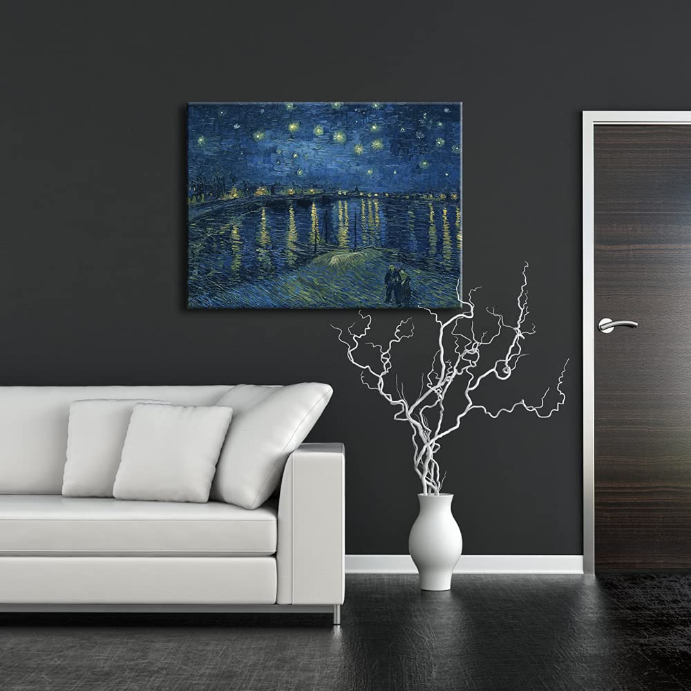 Wieco Art Starry Night Over The Rhone By Van Gogh Classical Oil Paintings Reproduction Large Modern Stretched And Framed Canvas
