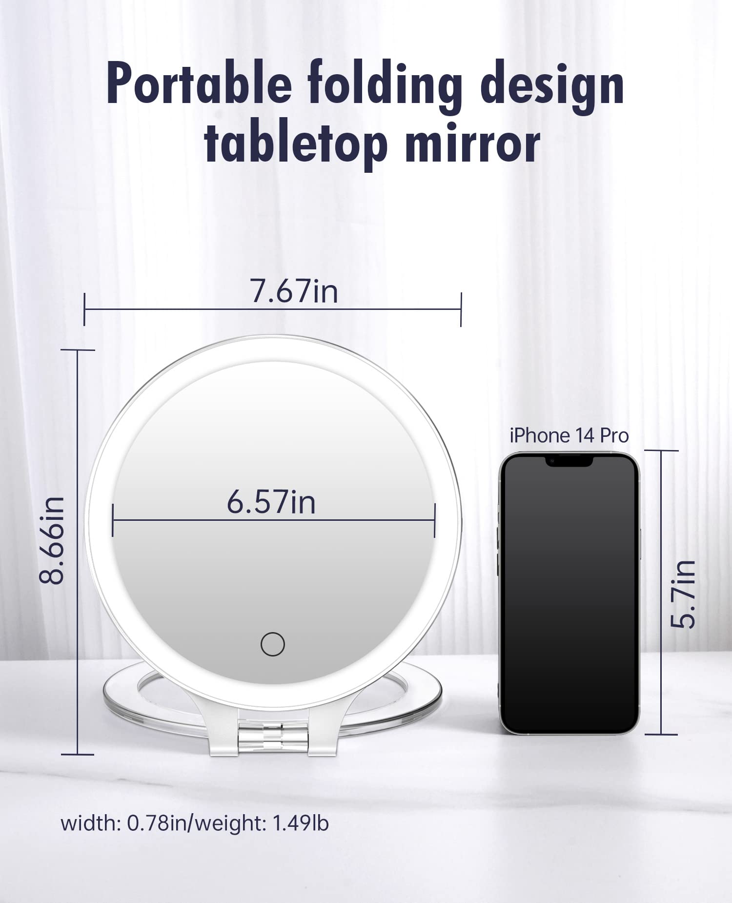 FASCINATE Magnifying Mirror 10X 1X Double Sided Magnification Makeup Vanity Mirror Rechargeable Lighted Mirror with 3 Color Lighting Modes Adjustable Rotation LED Vanity Desk Mirror
