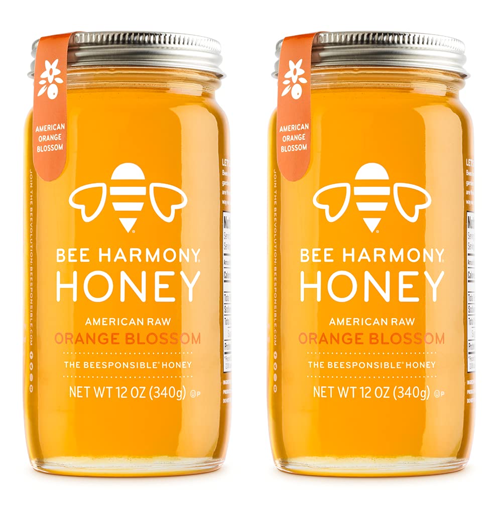 Bee Harmony American Raw Orange Blossom Honey, 12 Ounce (Pack Of 2)A