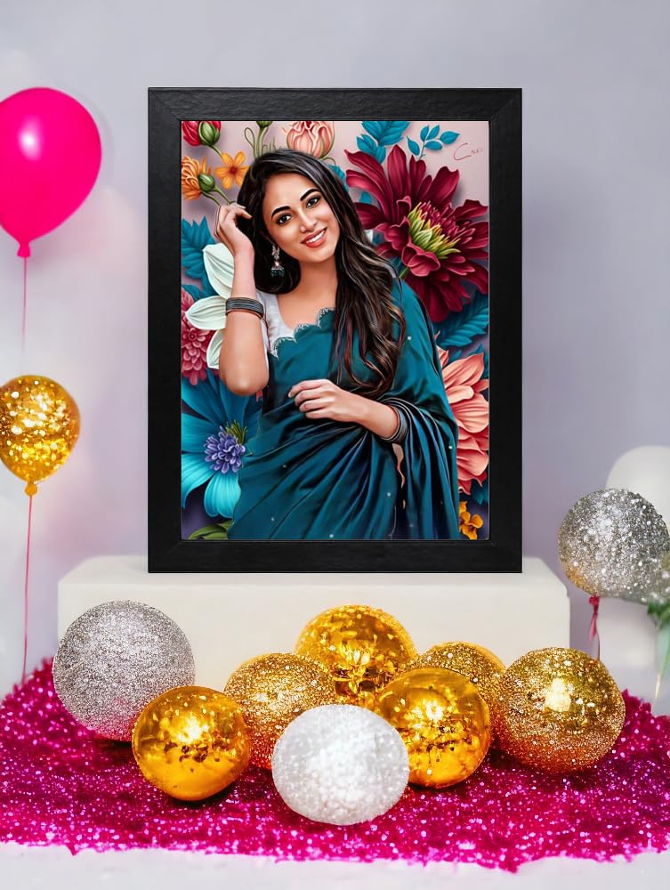 Vsk Sketch Art Customised Digital Oil Painting Colorfull Background | Gift For - Anniversary | Birthday | Wife | Husband | Siste