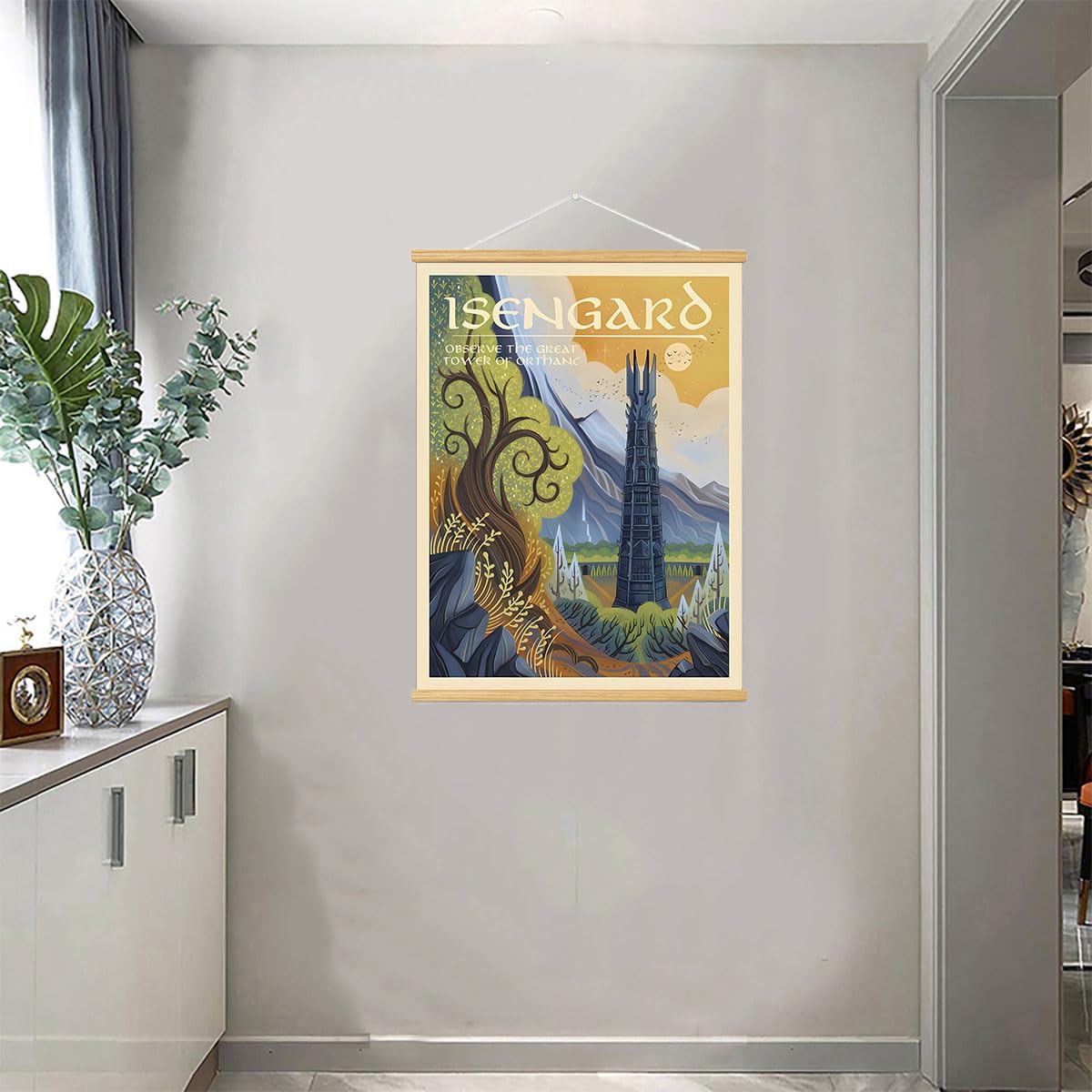Meksular Middle Earth Landscape Wall Art Prints, Canvas Painting, Fantasy Posters, Wall Pictures, For Travel Gift, Office Home D