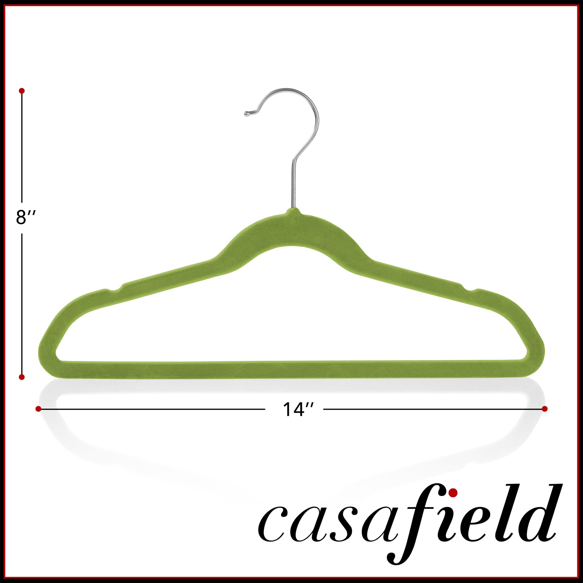 Casafield 100 Velvet Kid'S Hangers - 14'' Size For Children'S Clothes - Lime Green